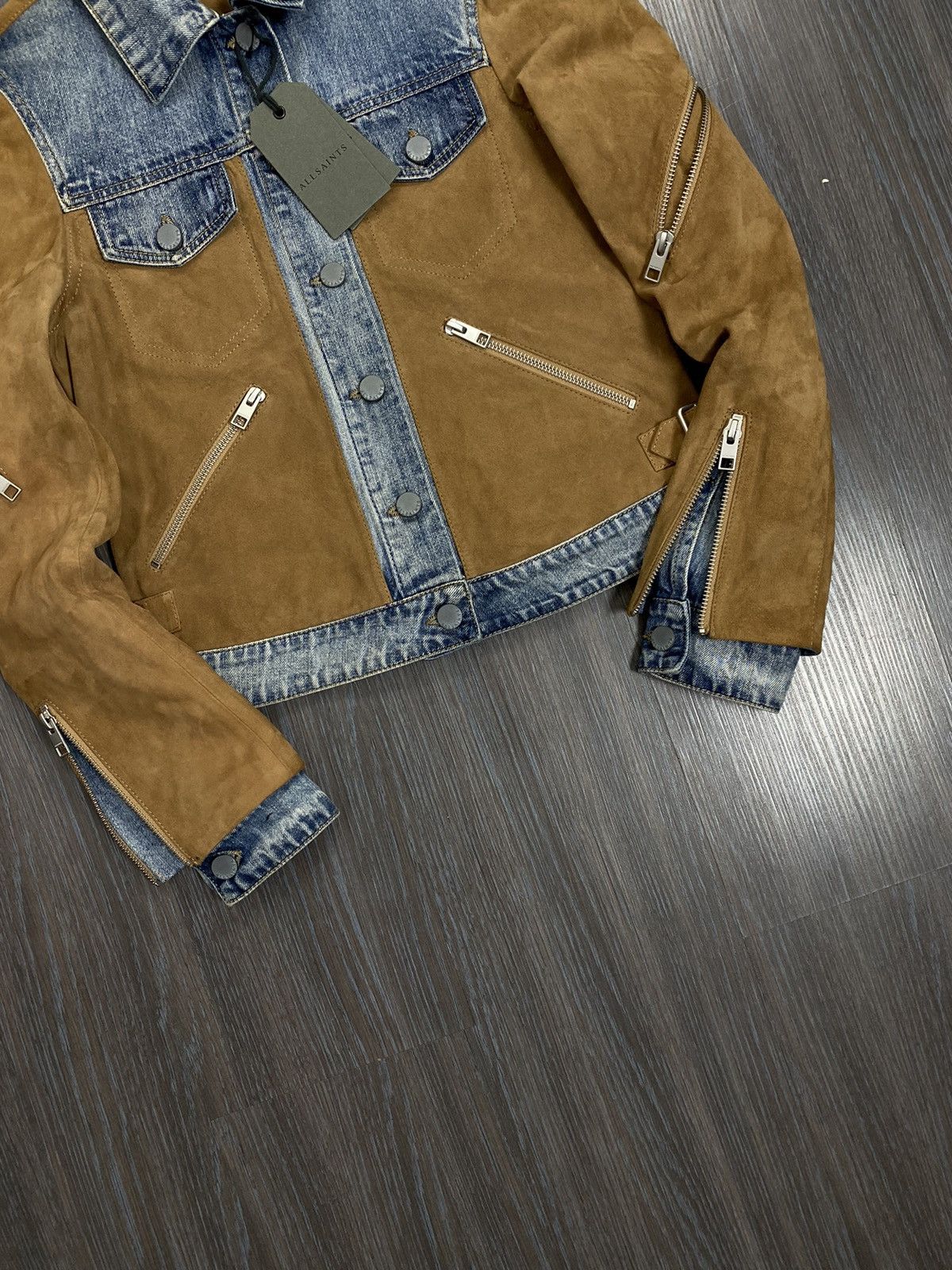 Allsaints NWT Allsaints Full zip Denik Suede Curtis Jacket RRP725$ Size XS / US 0-2 / IT 36-38 - 4 Thumbnail