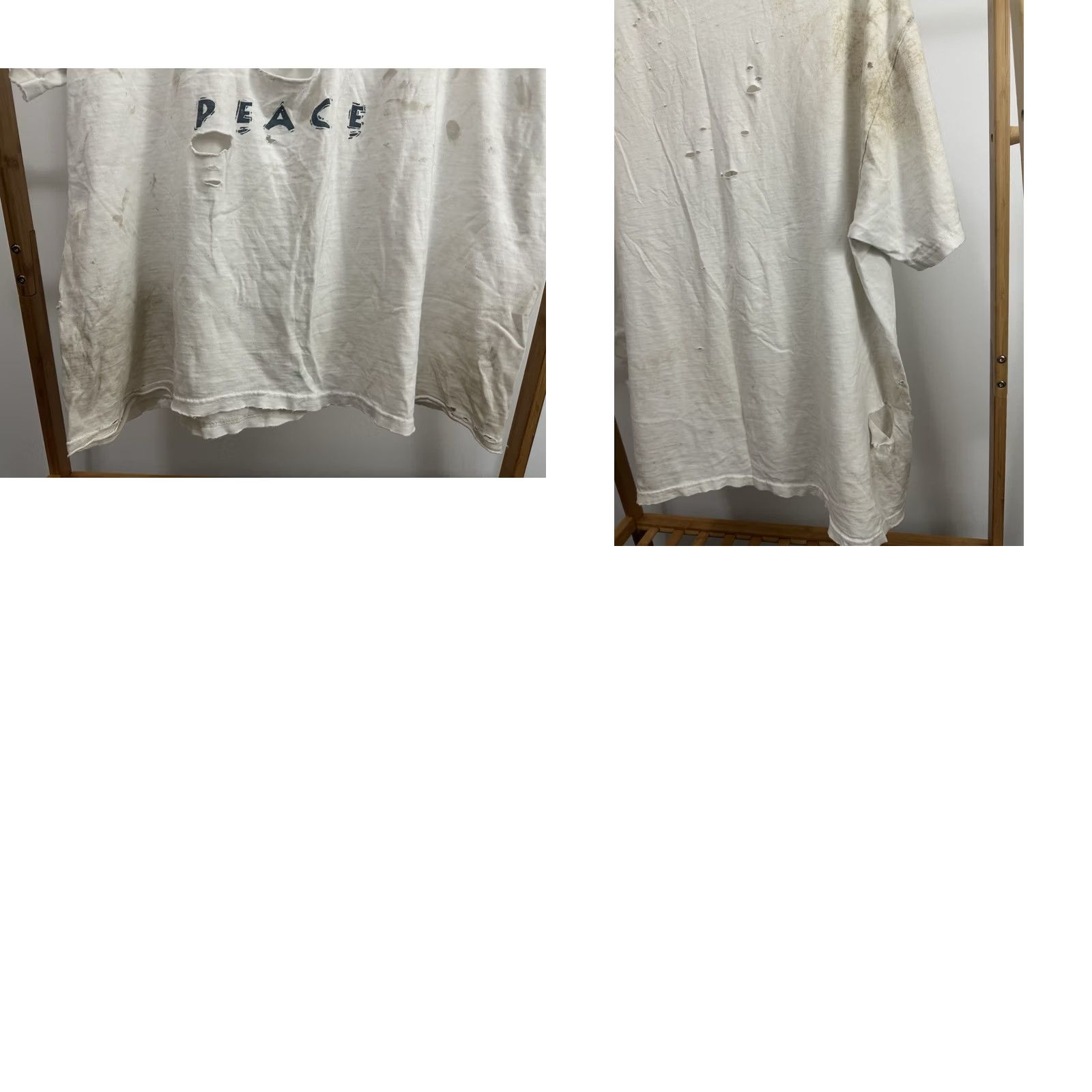 Hanes VINTAGE Hanes T-Shirt Peace Sign Distressed White XL Mens Shirt Large Distressedfest Grunge 90s Style Size US XL / EU 56 / 4 - 8 Thumbnail