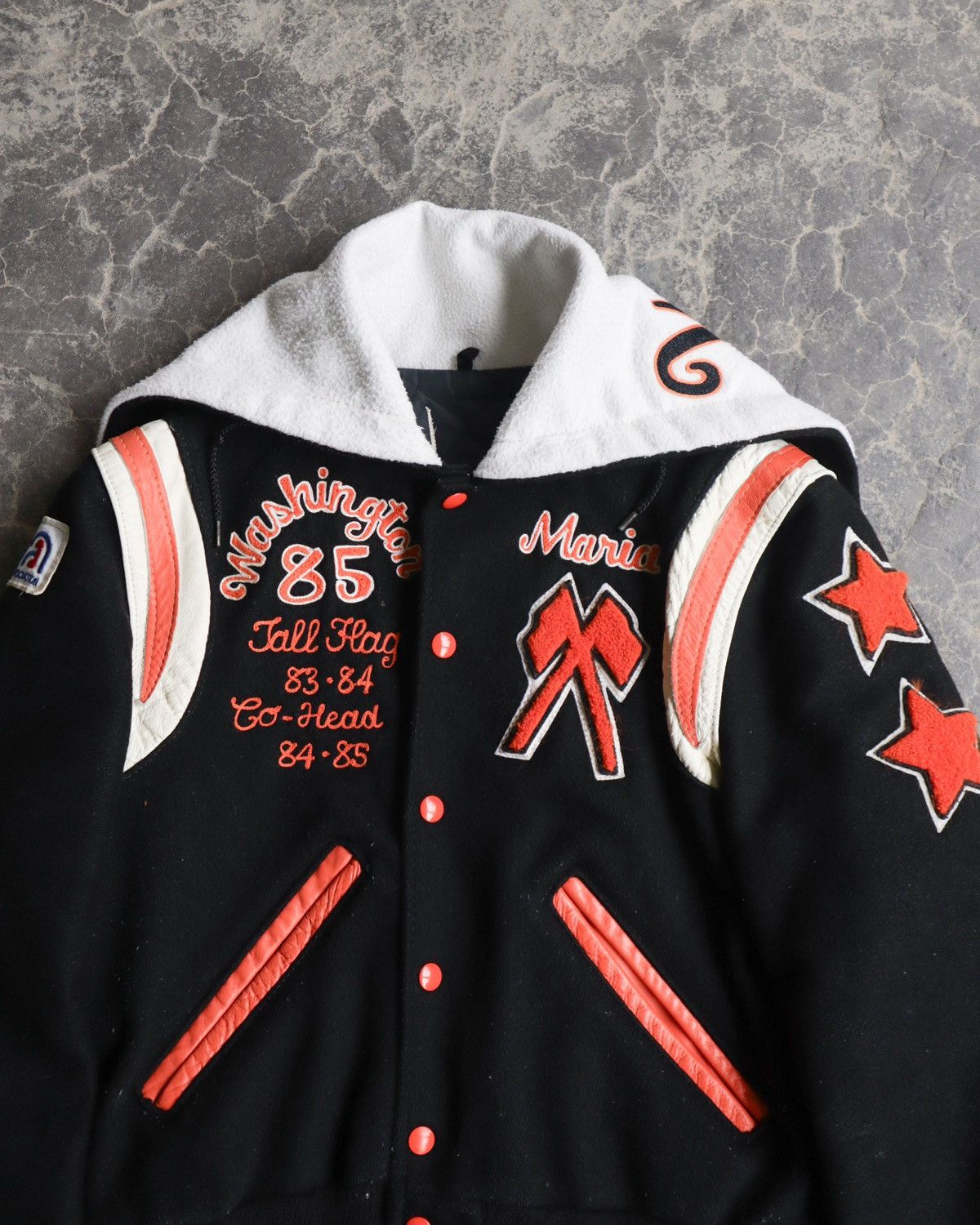 Vintage 80s Vintage Varsity Hooded Cropped Navy Jacket - Women’s M Size M / US 6-8 / IT 42-44 - 2 Thumbnail