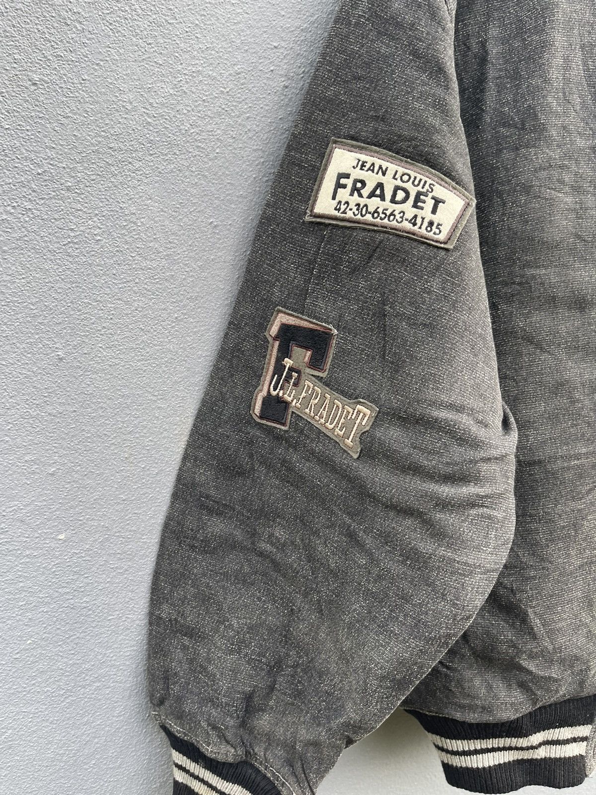 Japanese Brand × Vintage Jean Louis Fradet Vintage Denim Varsity Jacket - Size L Size US L / EU 52-54 / 3 - 7 Thumbnail
