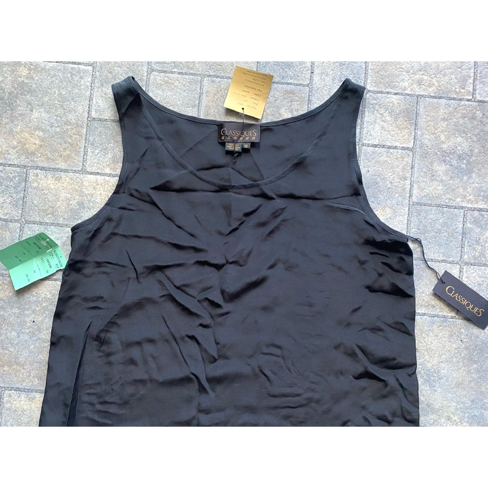 Vintage Classiques Tank Women's Size 10 Black 100% Silk Top Style 1011 NEW WITH TAGS Size L / US 10 / IT 46 - 4 Thumbnail