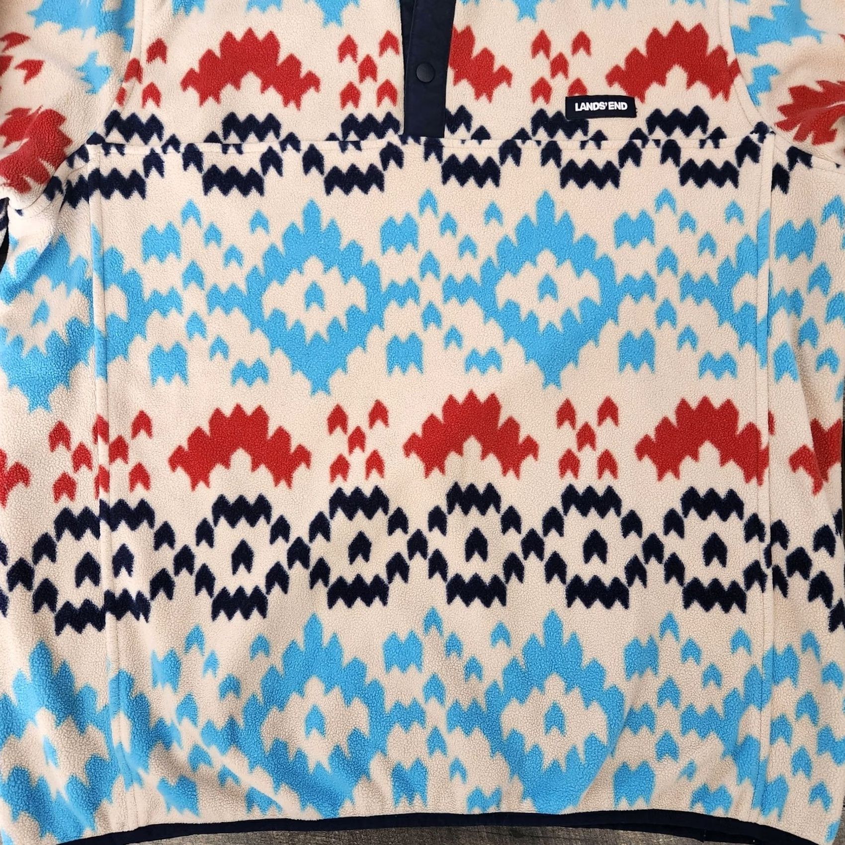 Lands' End Lands' End Fleece Pullover Mens Large Aztec AOP Soft Outdoors Sweater Pullover Multicolor Aztec Theme Mens Regular Size L Size US L / EU 52-54 / 3 - 2 Thumbnail