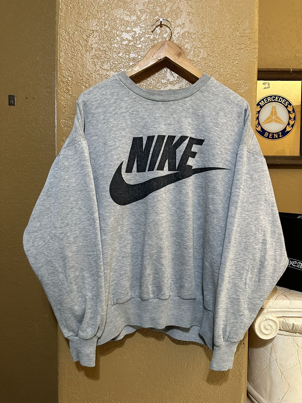 Nike × Vintage Vintage 1980 Nike Spellout Swoosh Sweatshirt Large Size US L / EU 52-54 / 3 - 1 Thumbnail