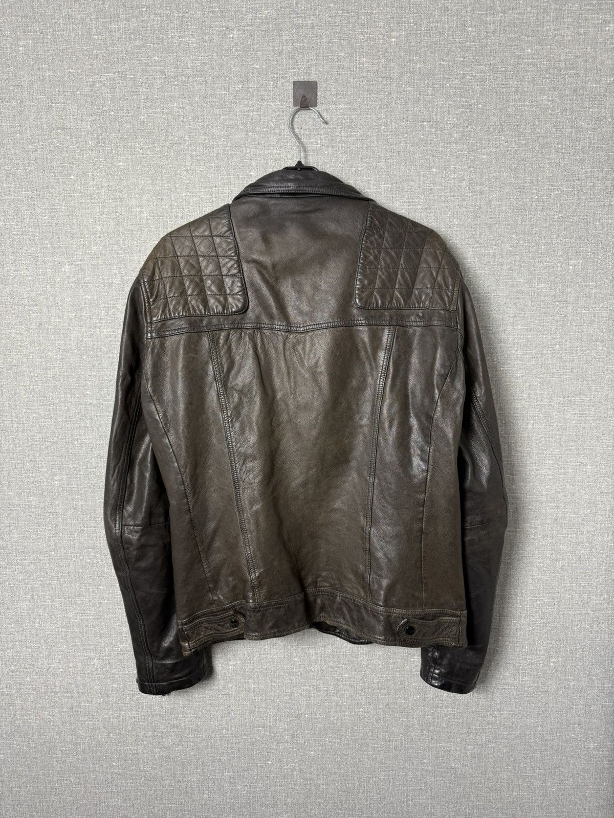 Allsaints AllSaints Conroy Distressed Brown Leather Biker Jacket Size US M / EU 48-50 / 2 - 13 Thumbnail