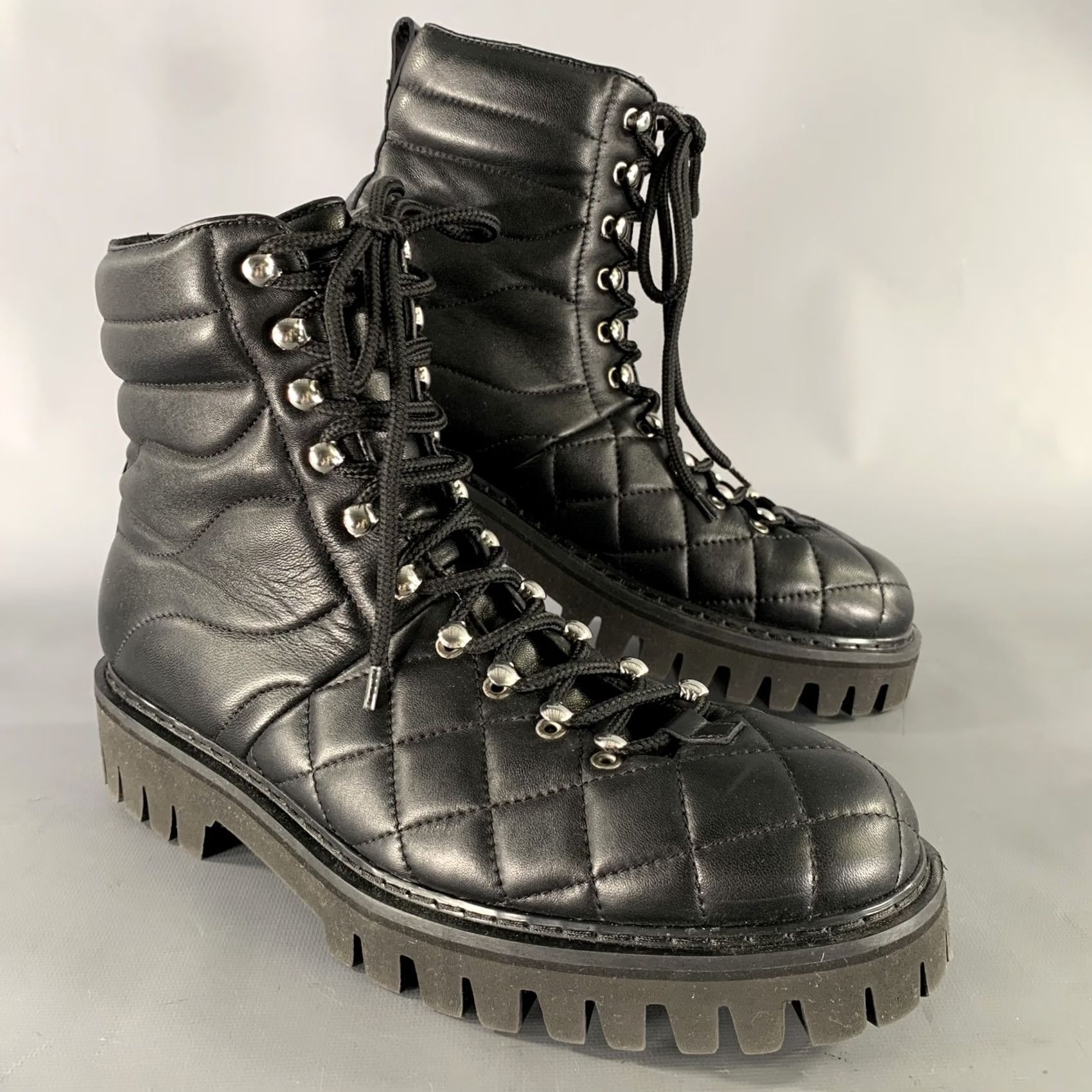 John Galliano JOHN GALLIANO Size 10 Black Quilted Leather Hike Boots Mens Boots Size US 10 / EU 43 - 2 Thumbnail