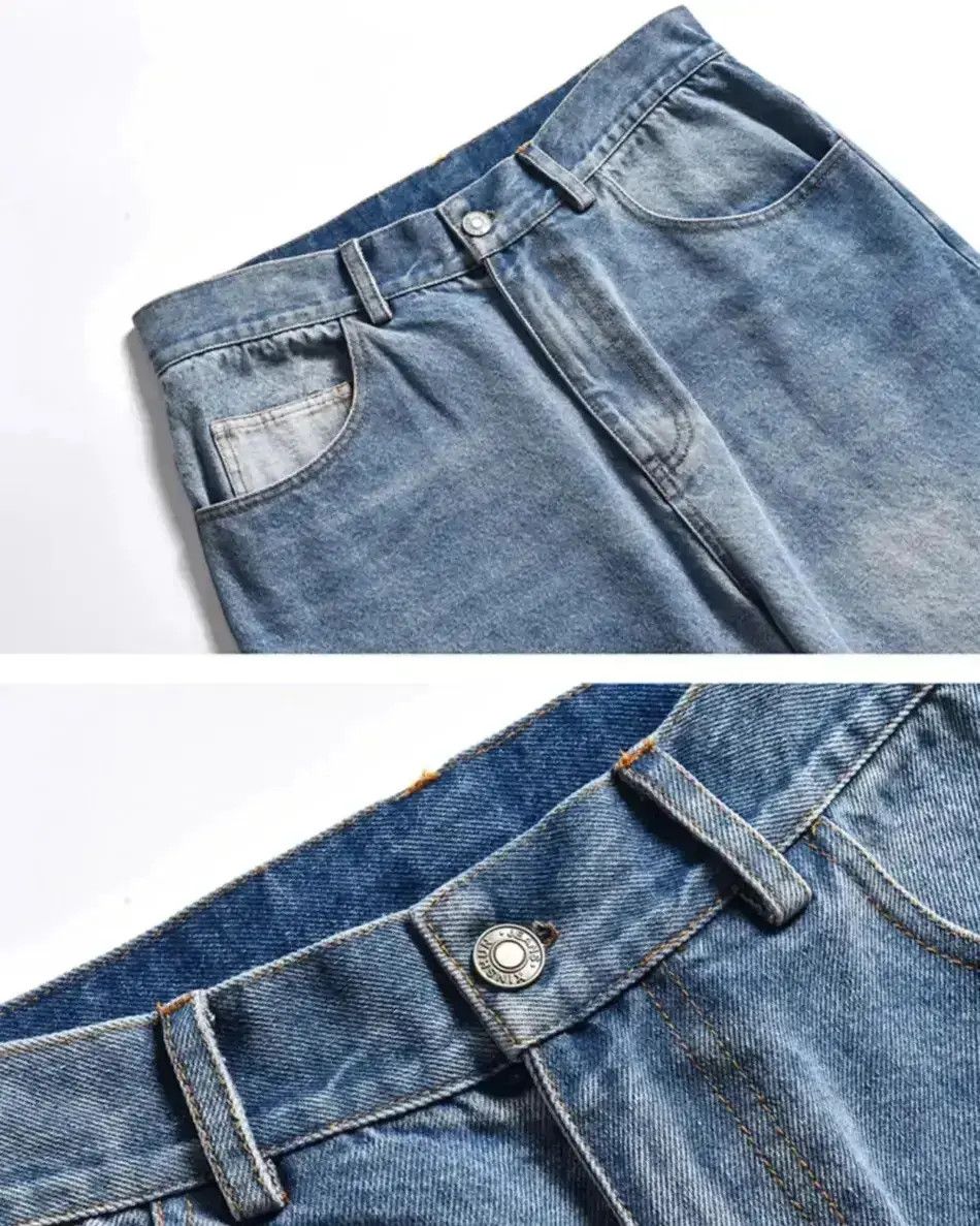 Japanese Brand Men Jeans Patchwork Multi-Pocket Couple Denim Pants Size US 32 / EU 48 - 6 Thumbnail