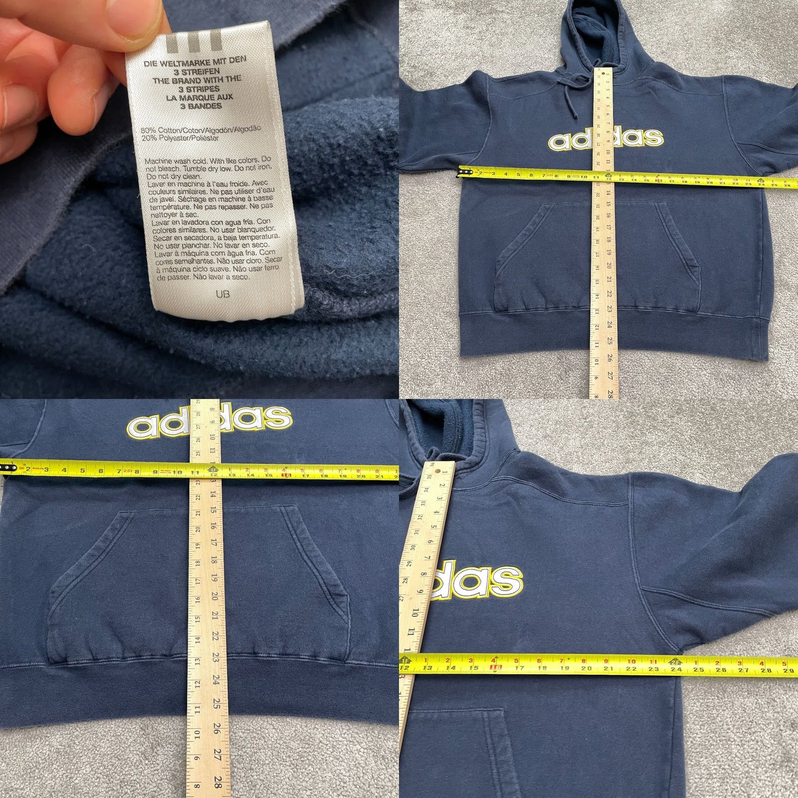 Adidas Adidas Graphic Hoodie Sweatshirt Mens Large Navy Blue Drawstring Casual Outdoor Size US L / EU 52-54 / 3 - 8 Thumbnail