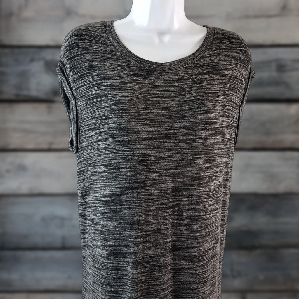 Vintage Cloth & Stone Womens Melange Jersey Dress Size S Black Gray Short Sleeve Pullover Casual Knee Length T-Shirt Dress Women Size S / US 4 / IT 40 - 1 Thumbnail