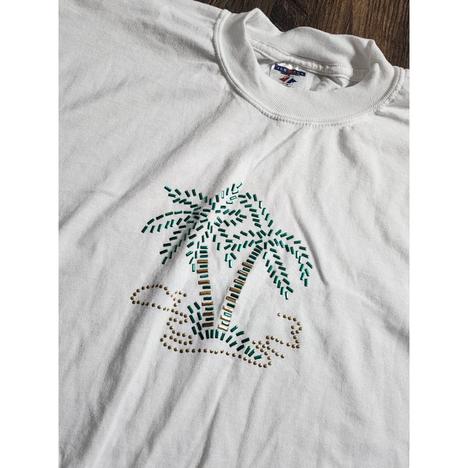 Jerzees VINTAGE Y2K Mens 3XL Rhinestones Gems Palm Tree T Shirt Size US XXL / EU 58 / 5 - 2 Thumbnail