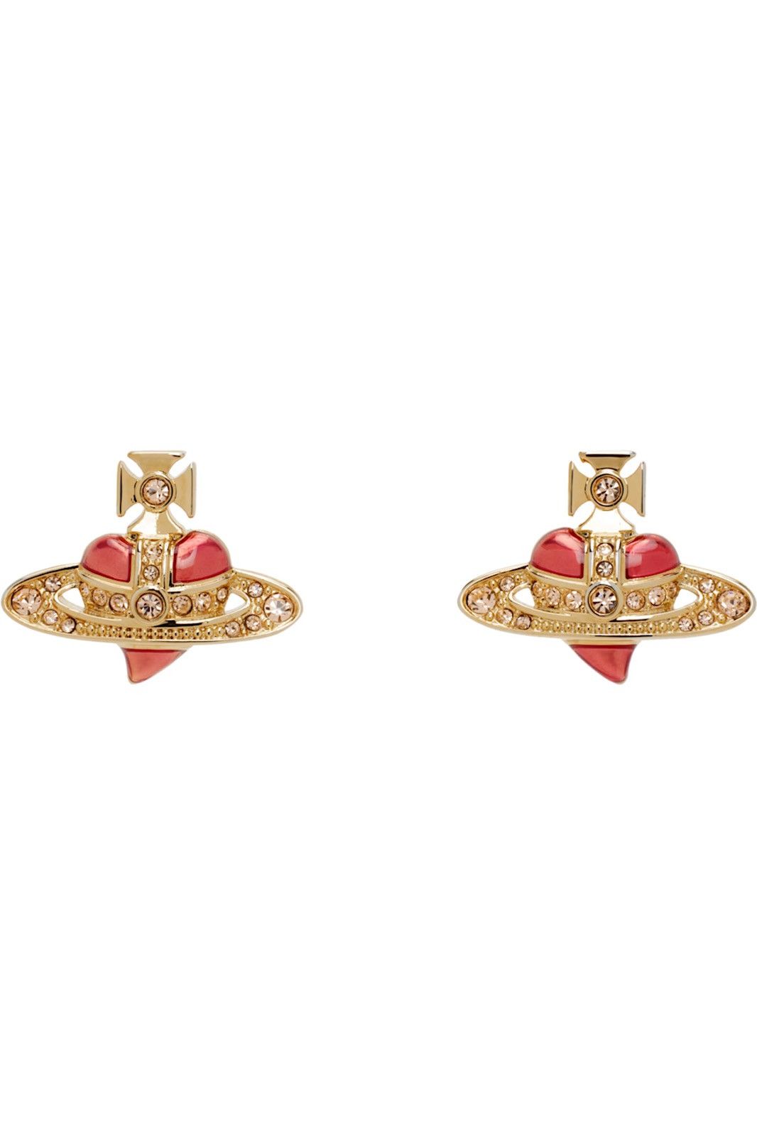 Vivienne Westwood Vivienne Westwood Gold Diamante Heart Earrings Size ONE SIZE - 1 Thumbnail