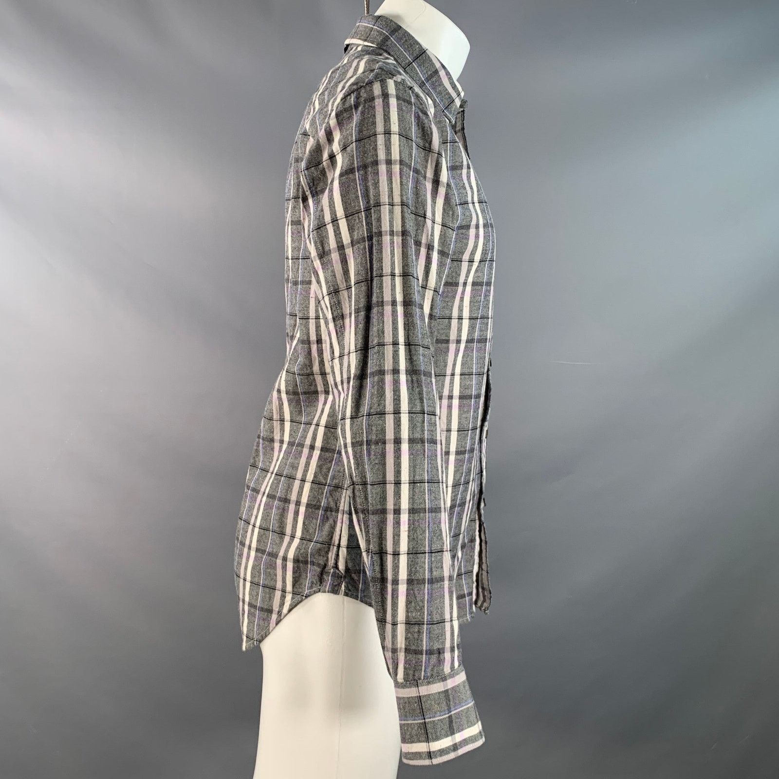 Rag & Bone Black White & Purple Plaid Pointed Collar Long Sleeve Shirt Size US S / EU 44-46 / 1 - 2 Thumbnail