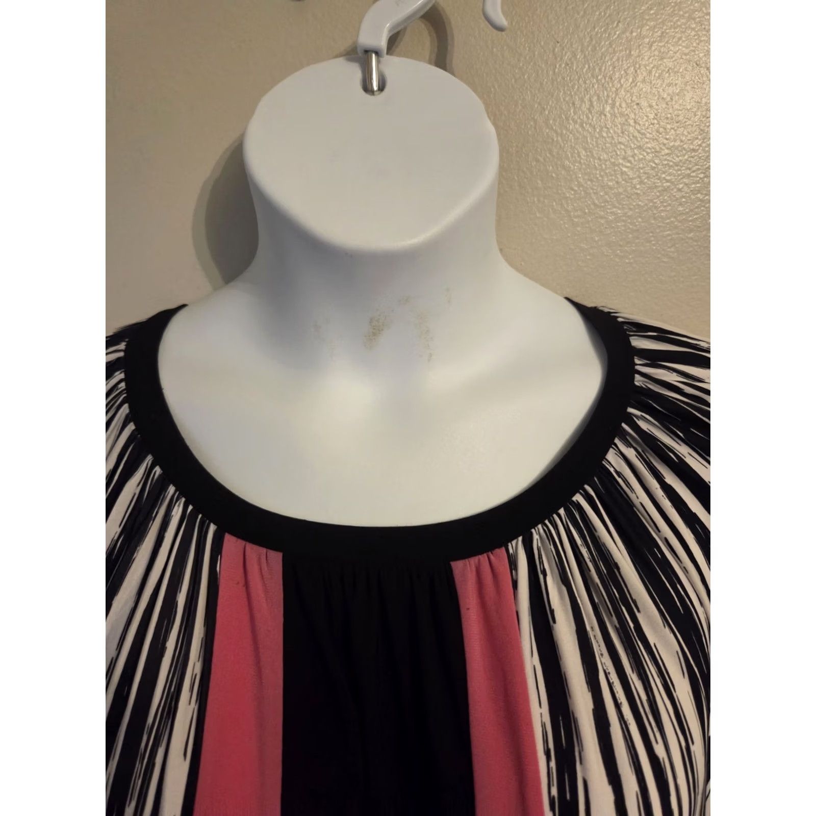 Pinko New Directions Woman Pink Black White Colorblock Stripe Top Boho 1X Plus Size XL / US 12-14 / IT 48-50 - 2 Thumbnail