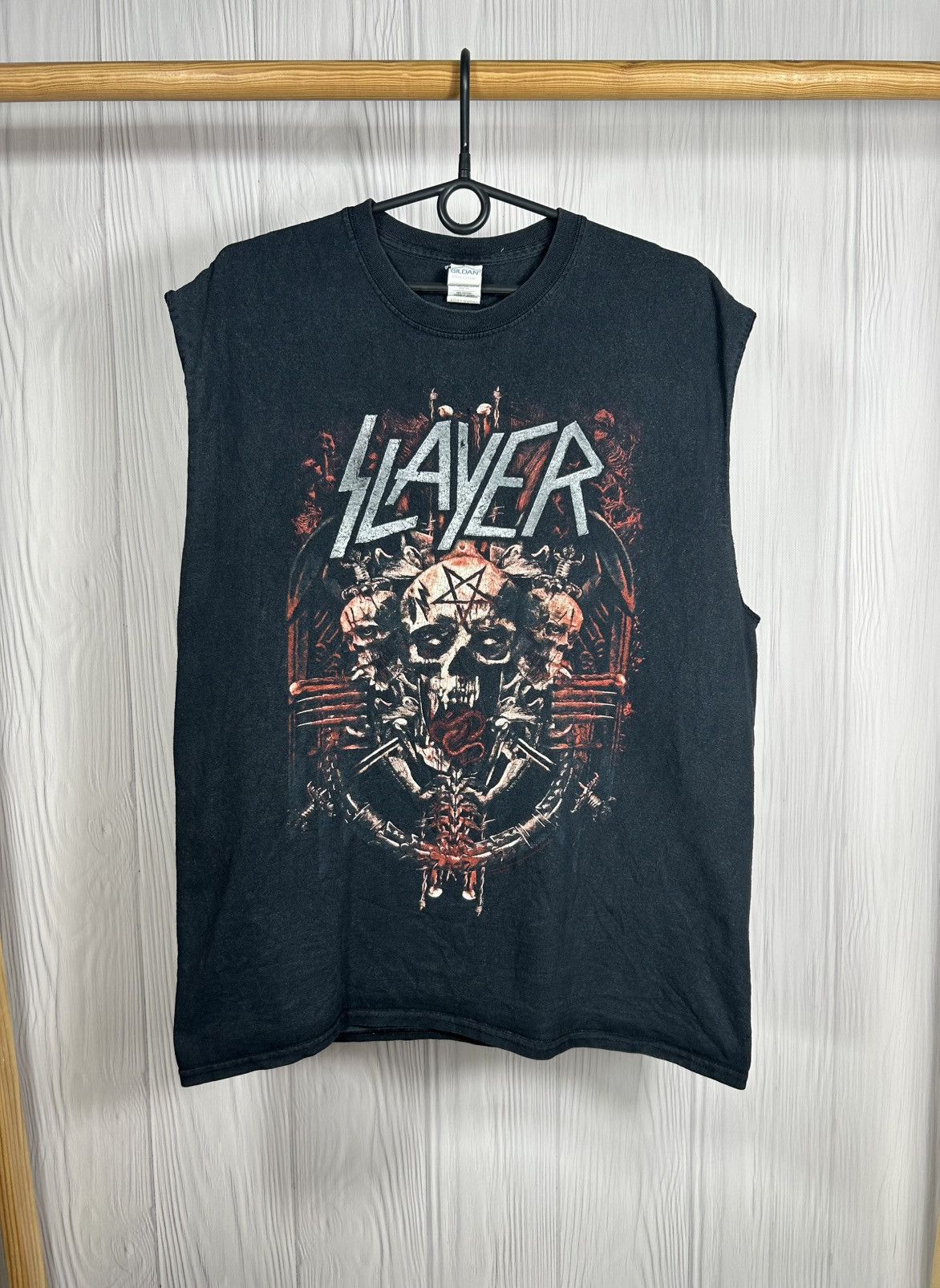Band Tees Vintage Slayer World Tour Thrashed Tank Top Size L Size US L / EU 52-54 / 3 - 1 Thumbnail
