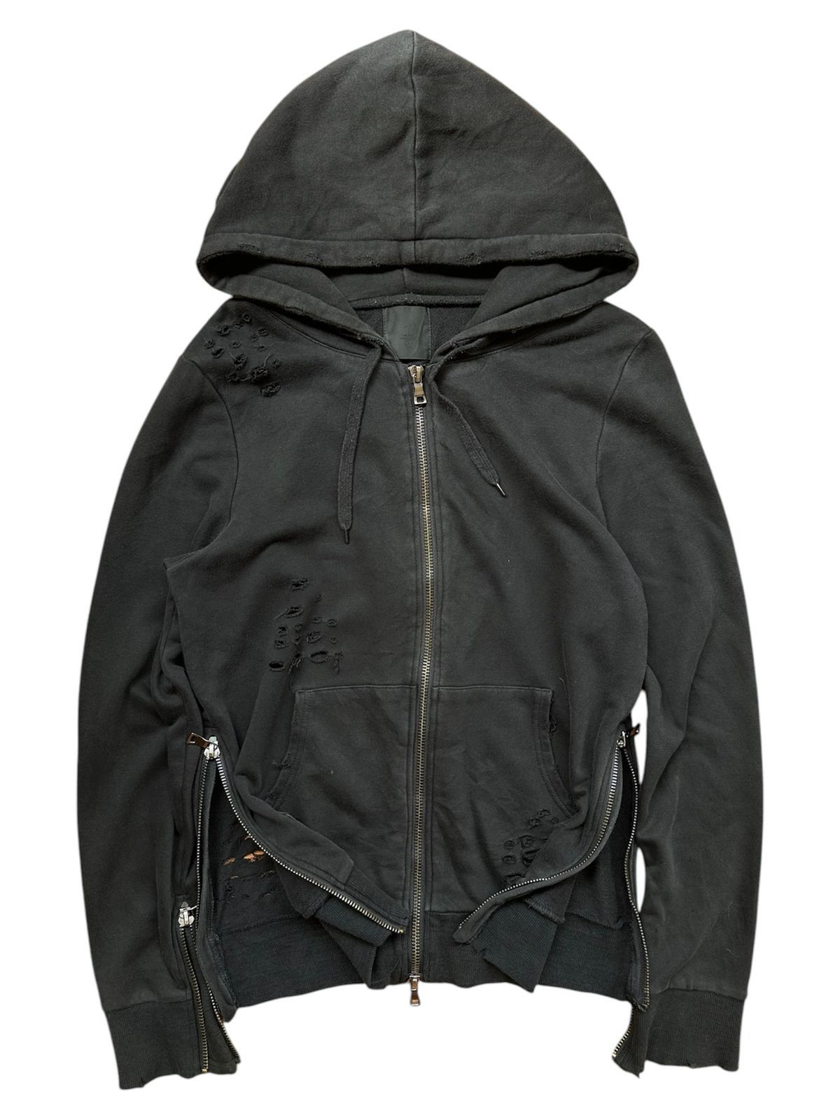 J2 archival distressed zip hoodie dark decora punk y2k
