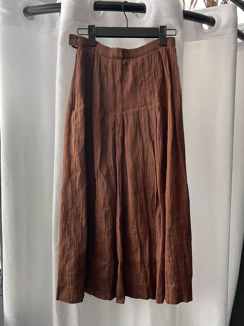 Comme des Garcons Comme des Garcons size os 70s-80s linen pleated skirt skir Size 29" - 2 Thumbnail
