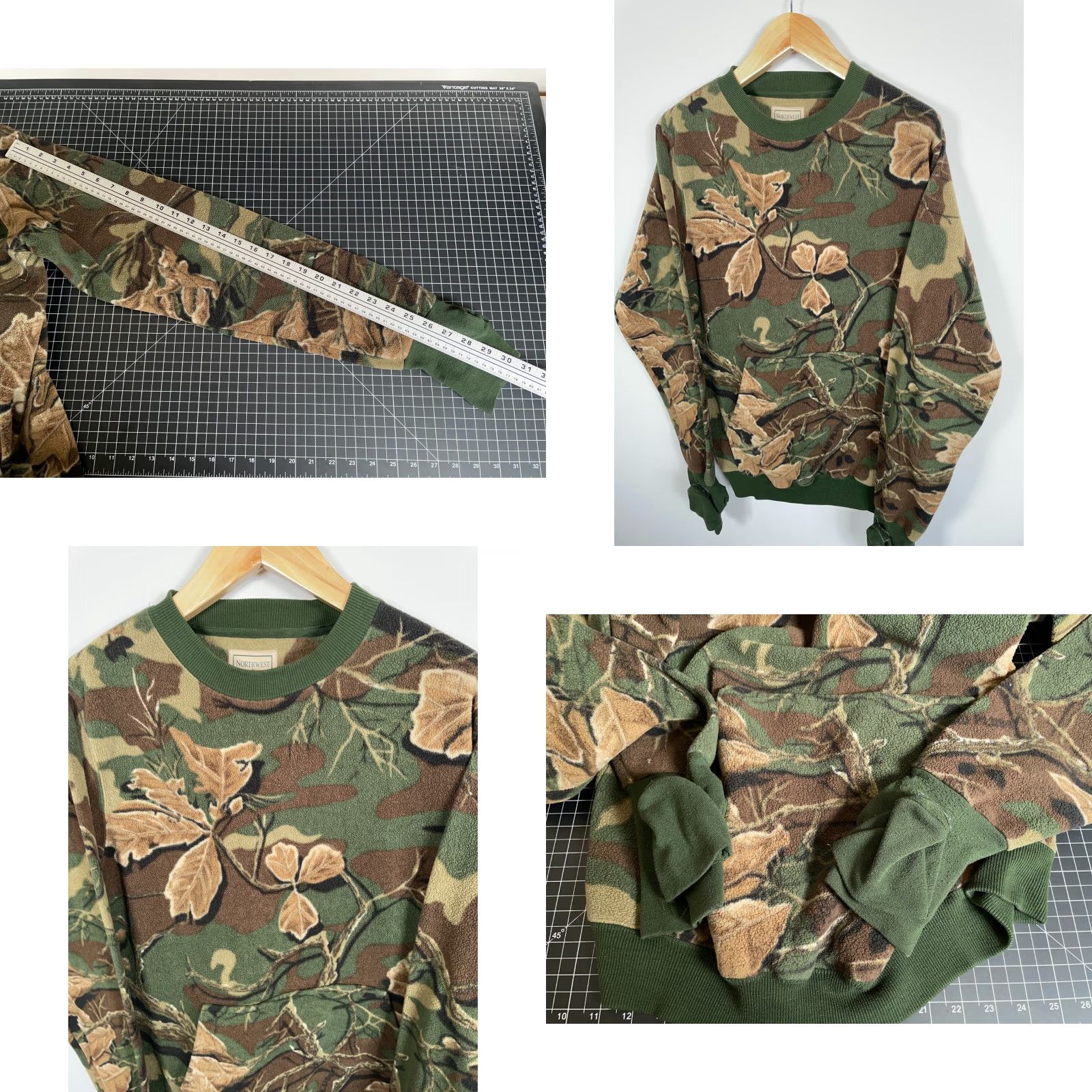Vintage VINTAGE Northwest Territory Sweatshirt Camouflage Fleece Crew Neck Adult Large Green Mitten Sleeve Cuffs Pockets Logo Heavyweight Regular Mens Size US L / EU 52-54 / 3 - 8 Thumbnail