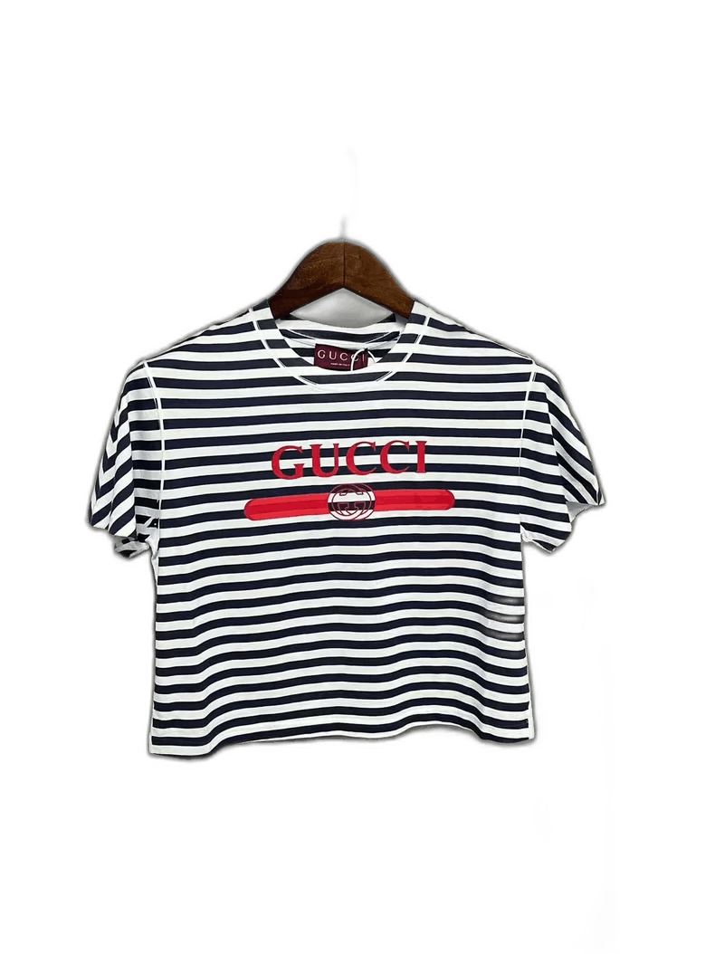Gucci Striped Short Sleeve Crop Top-2506