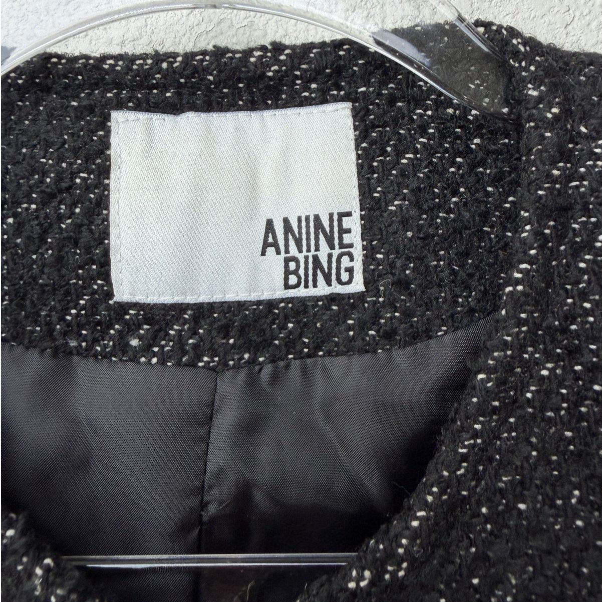 Anine Bing Anine Bing Houndstooth Tweed Jacket Zip Front Shoulder Pad Size S / US 4 / IT 40 - 10 Thumbnail