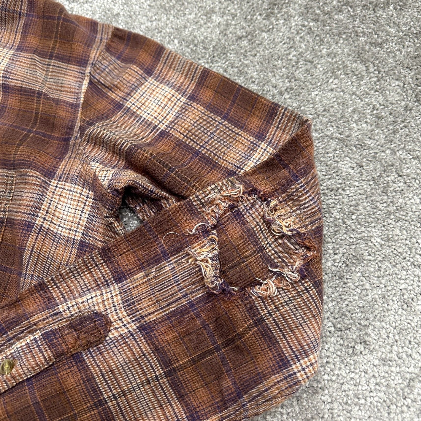 American Eagle Outfitters American Eagle Hoodie Shirt Mens XS Brown Plaid Long Sleeve Button-Up Casual Classic Size US XS / EU 42 / 0 - 4 Thumbnail
