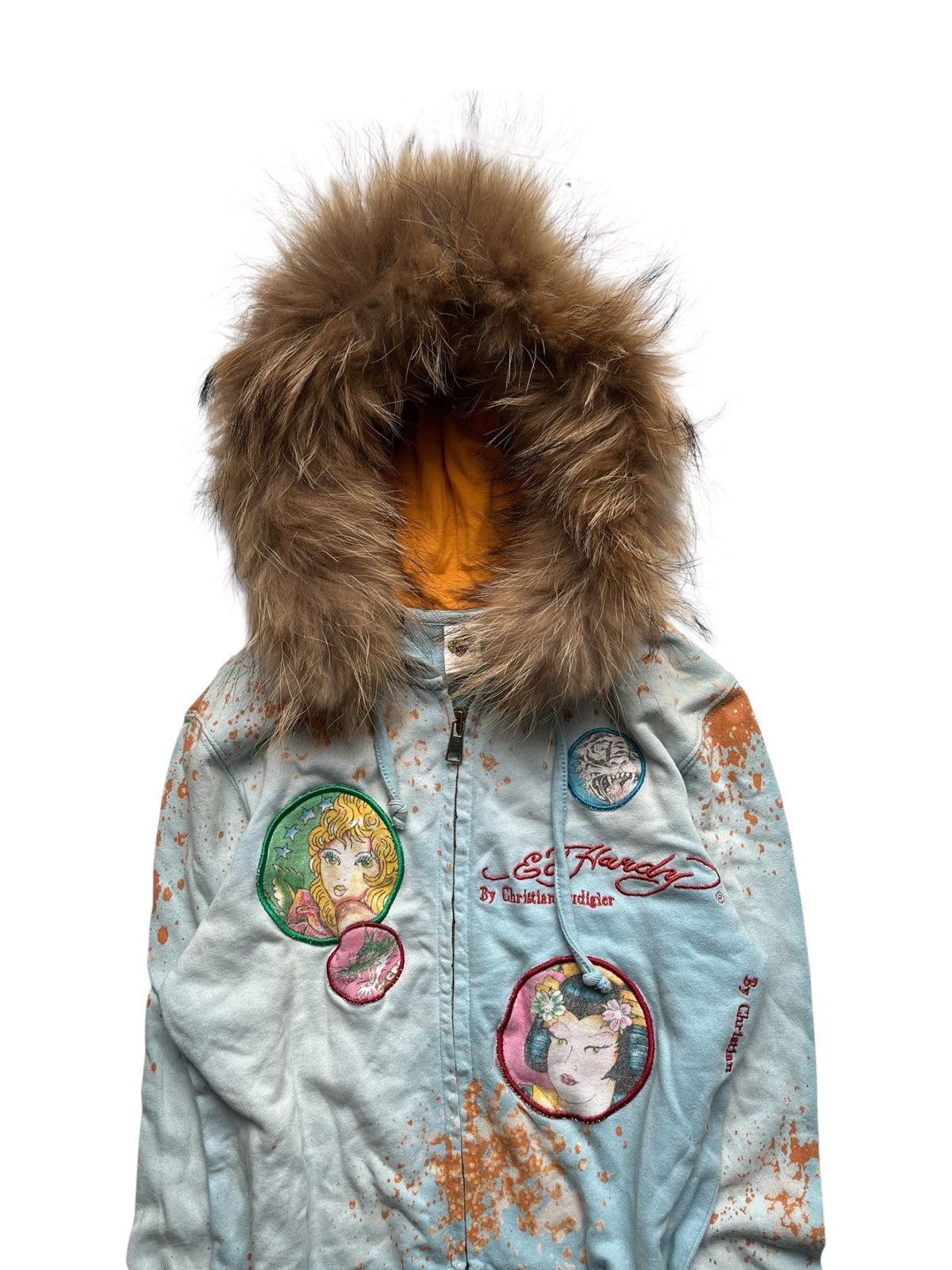 Ed Hardy 2000s ed hardy faux fur patch embroidery blue sea hoodie Size US XS / EU 42 / 0 - 3 Thumbnail