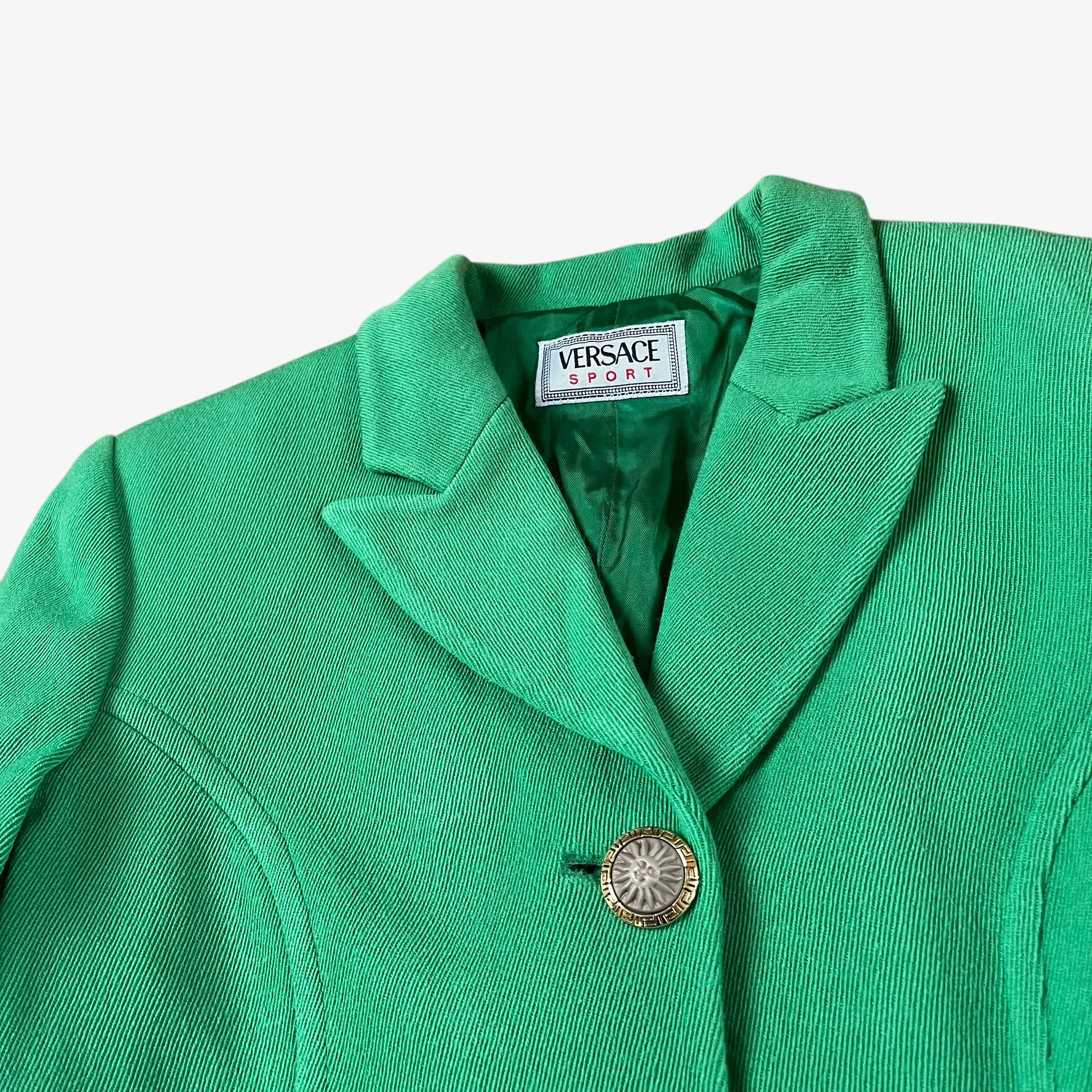 Versace Vintage 70s Women's Versace Sport 1978 Green Wool Blazer Size S / US 4 / IT 40 - 3 Thumbnail