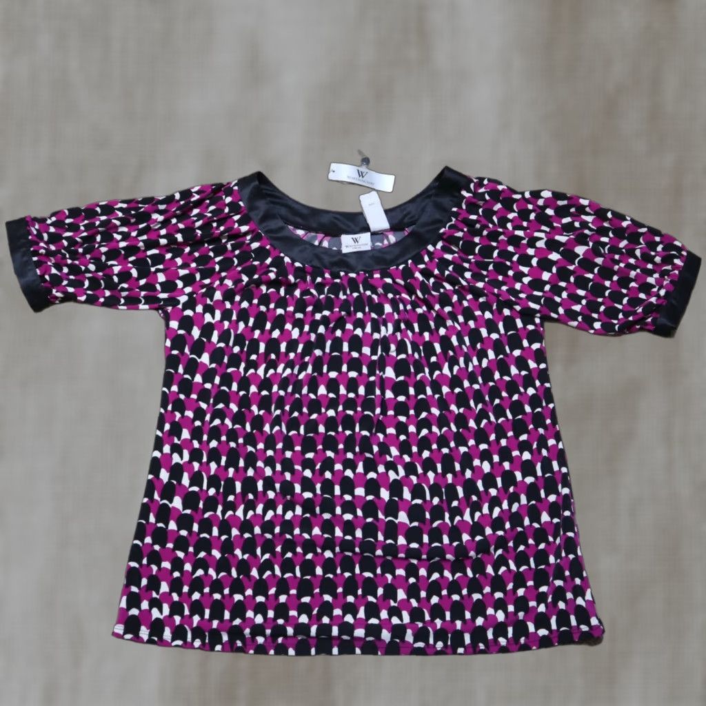 Worthington Worthington Shirt Blouse Women M Purple Boho Short Sleeve 70s? No – just Purple. Hmm. Size M / US 6-8 / IT 42-44 - 1 Thumbnail