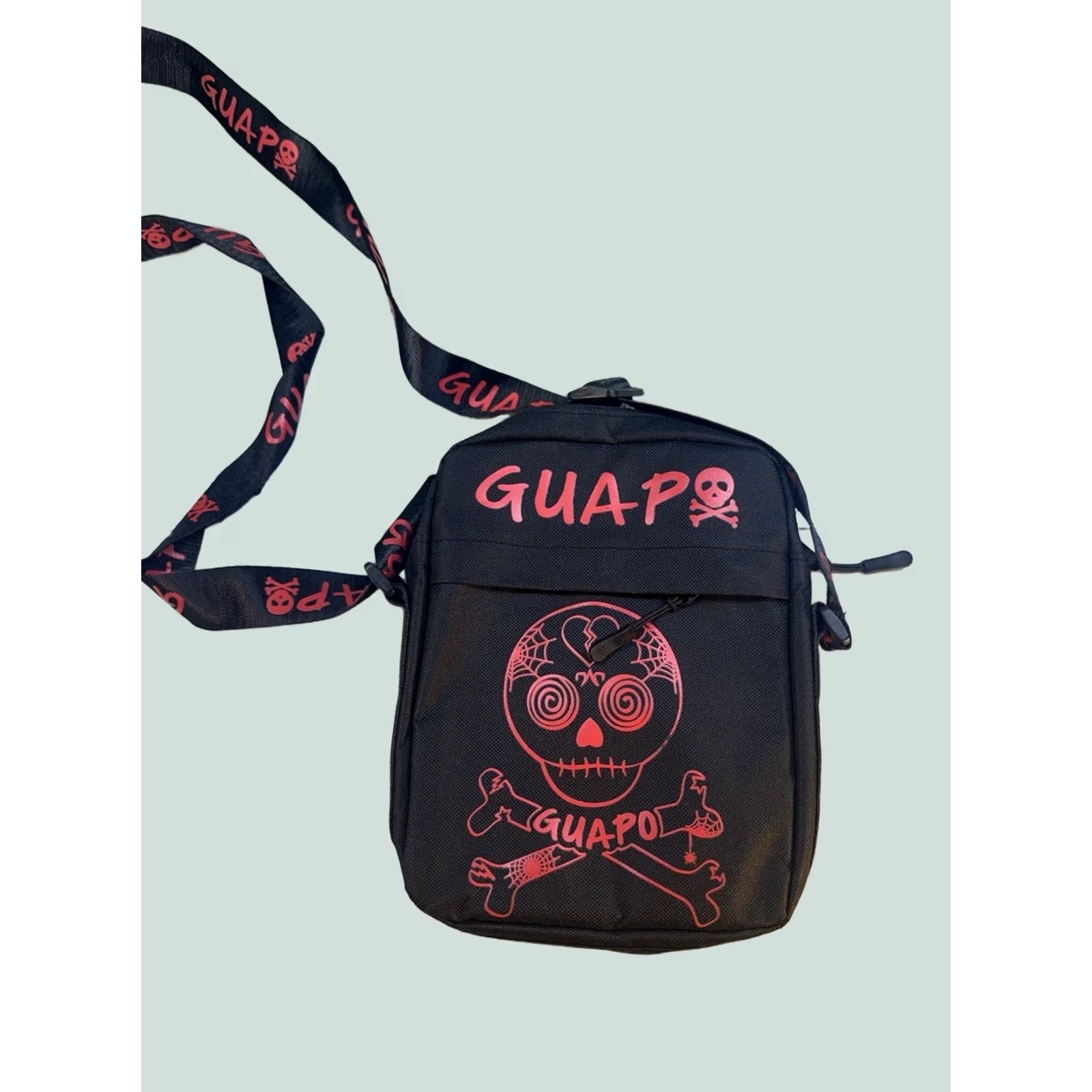 Vintage Guapo Skull Crossbody Bag Red Black Graphic Streetwear Shoulder Sling Women Size ONE SIZE - 1 Thumbnail