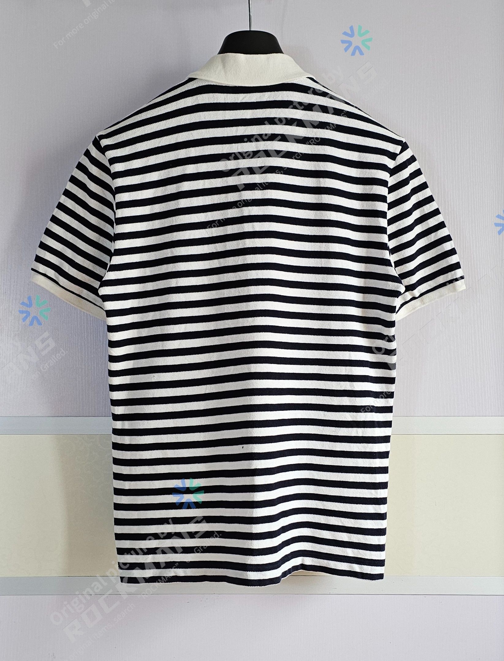 Gucci Gucci Navy Blue/White Striped Embroidered Polo Shirt Size M Size US M / EU 48-50 / 2 - 3 Thumbnail