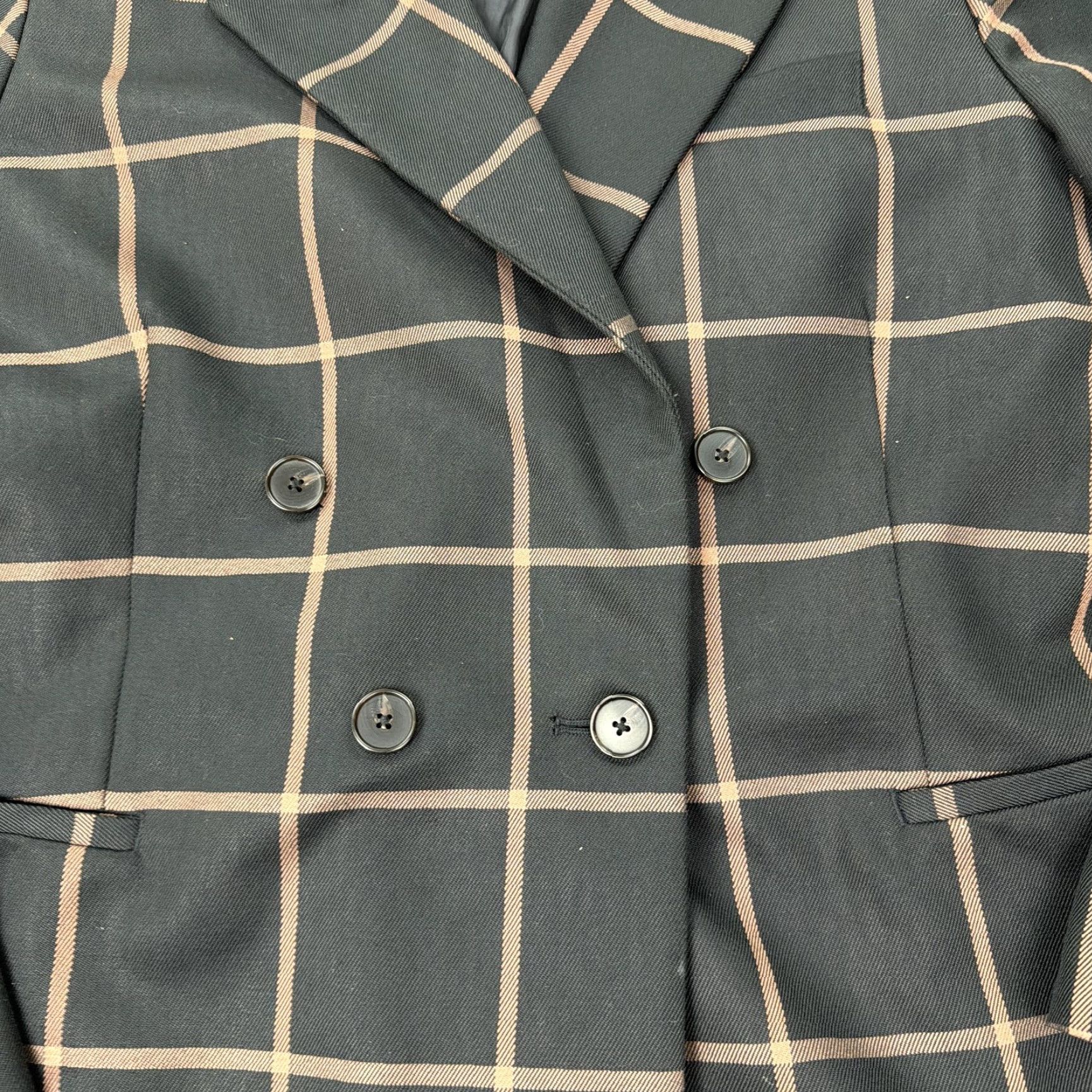 Levi's Levis Strauss Blazer XL Black Windowpane Plaid Double Breasted Jacket Womens Size XL / US 12-14 / IT 48-50 - 3 Thumbnail