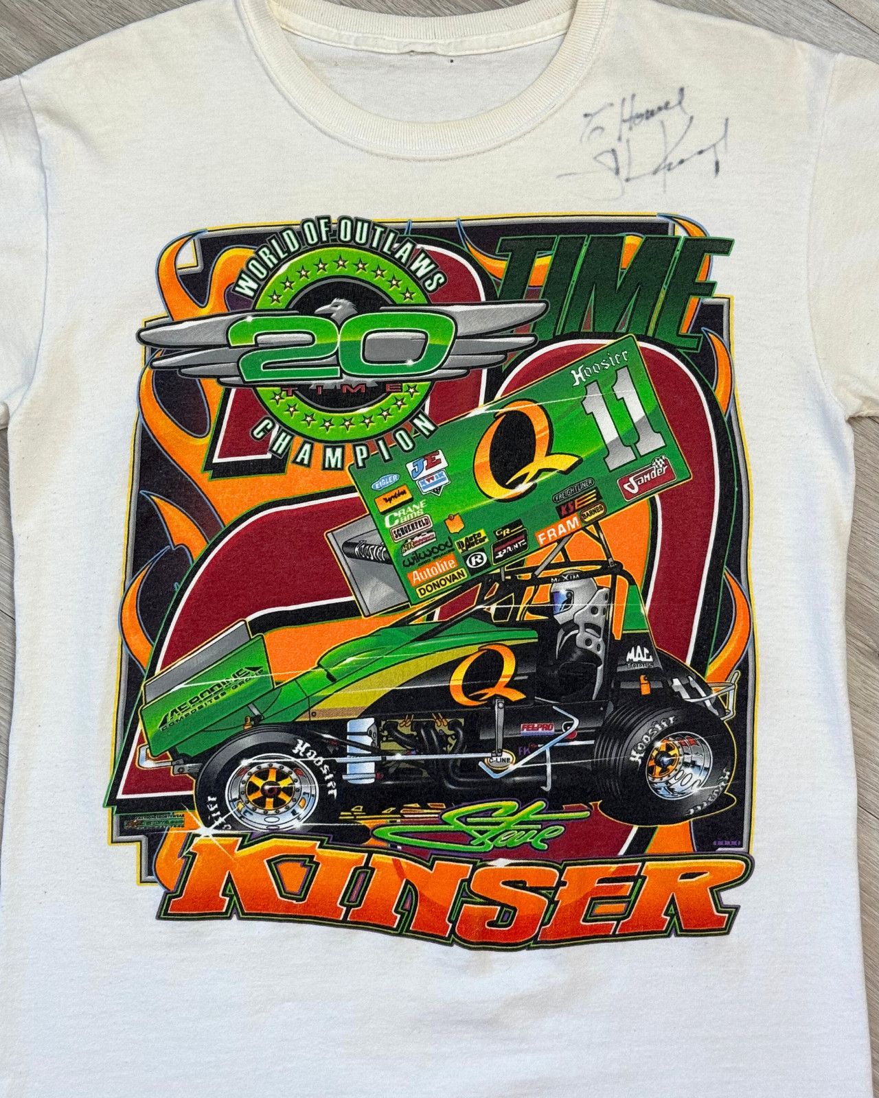 Vintage Rare 2008 Signed Steve Kinser Sprint Car Racing TShirt Small Size US S / EU 44-46 / 1 - 3 Thumbnail