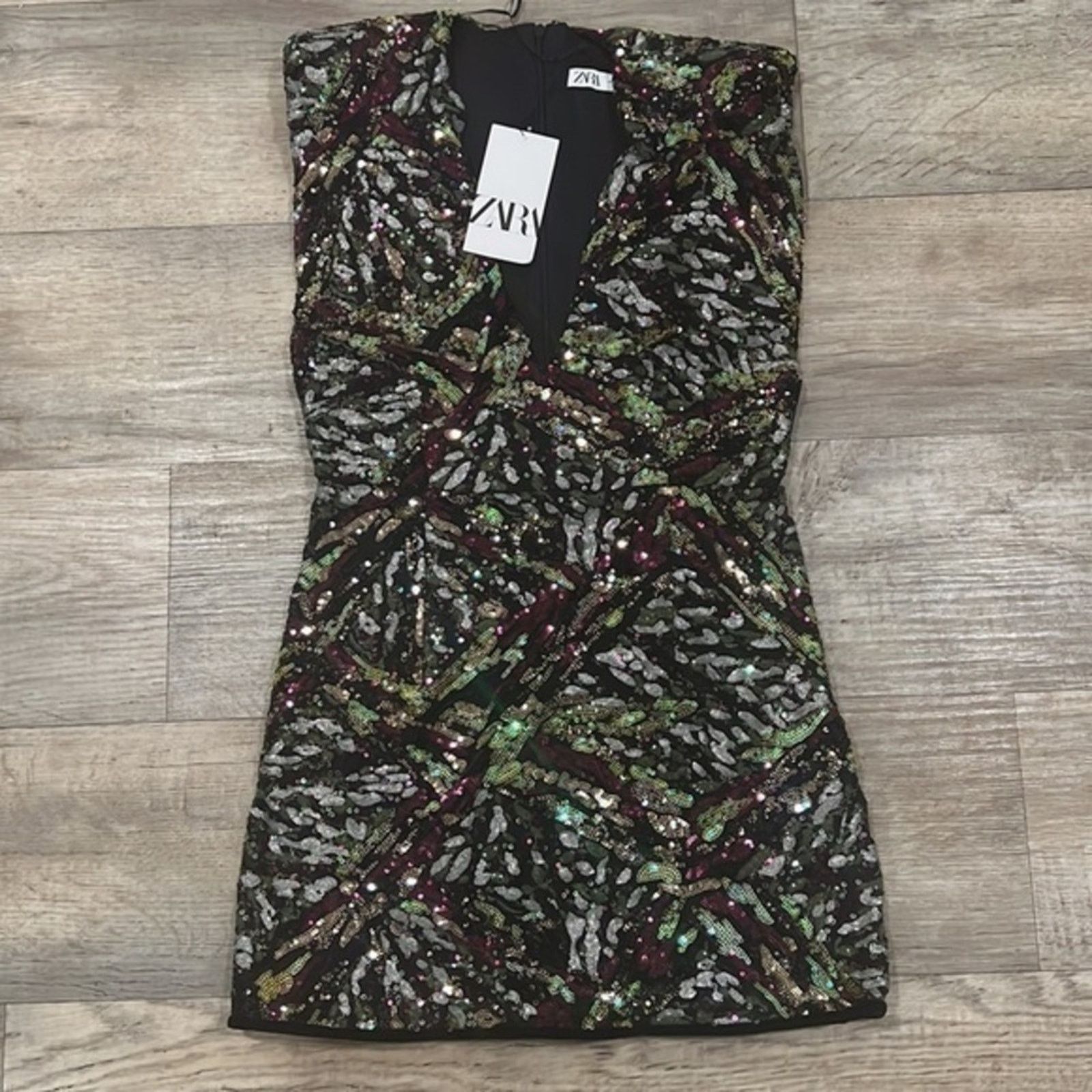 Zara ZARA Sequin Shoulder Pad Mini Dress NWT Size M / US 6-8 / IT 42-44 - 14 Thumbnail