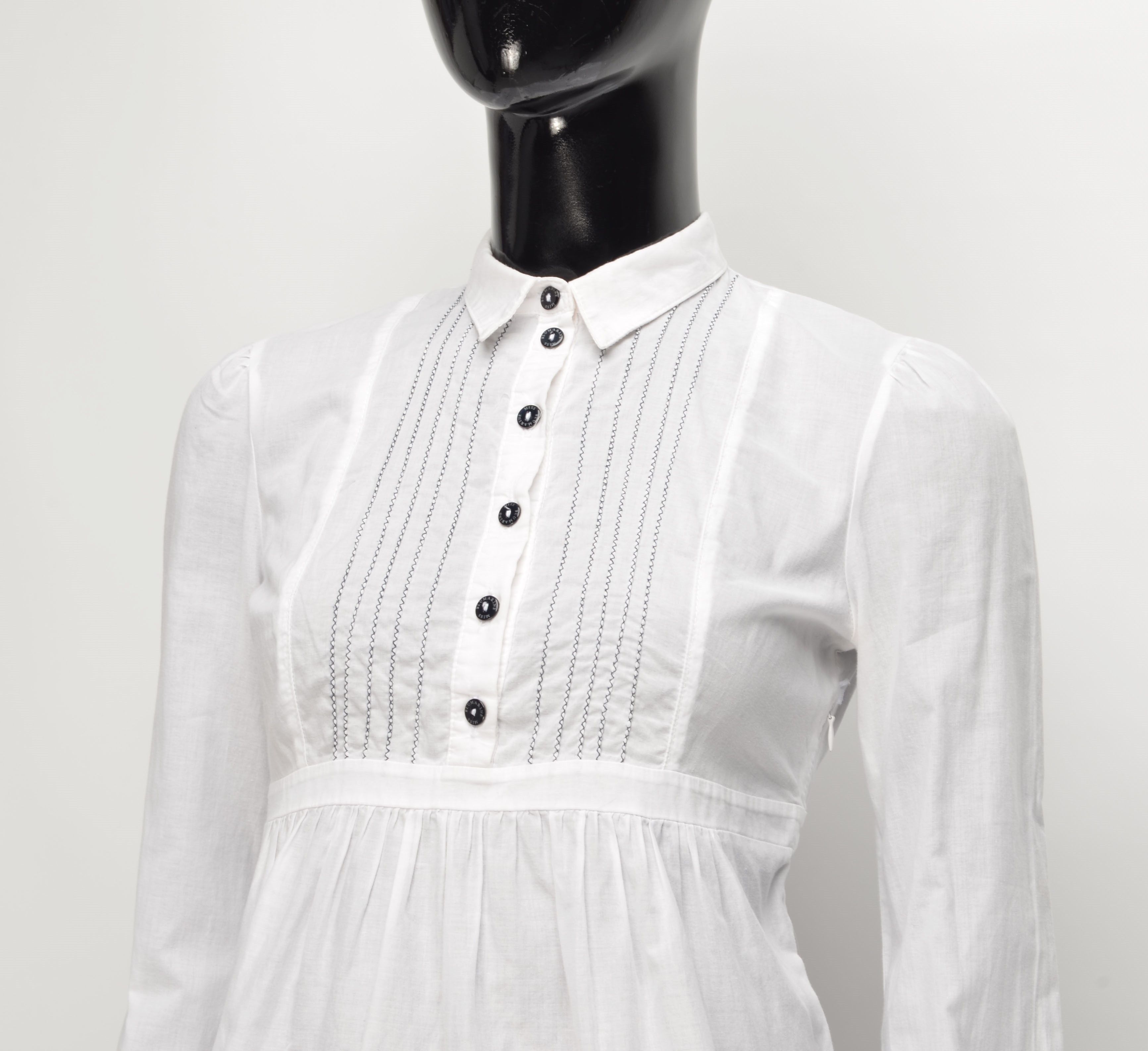 Blumarine × Vintage Miss Blumarine Y2K Cottage Embroidered Shirt Blouse Size XS / US 0-2 / IT 36-38 - 2 Thumbnail