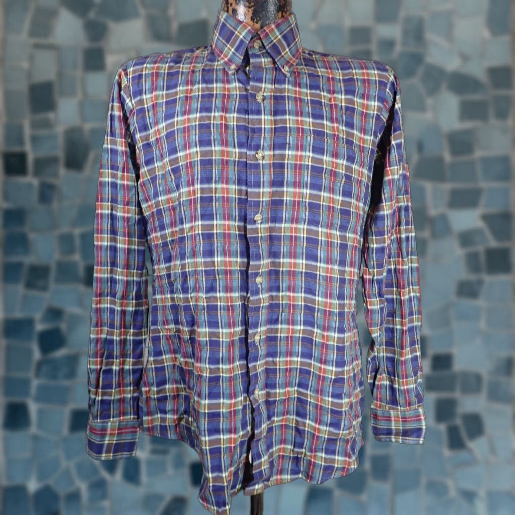 Arrow VINTAGE Arrow Mens Plaid Button Shirt Adult Medium Long Sleeve Cotton Navy Green Red 60s Retro Classic Casual Size US M / EU 48-50 / 2 - 1 Thumbnail