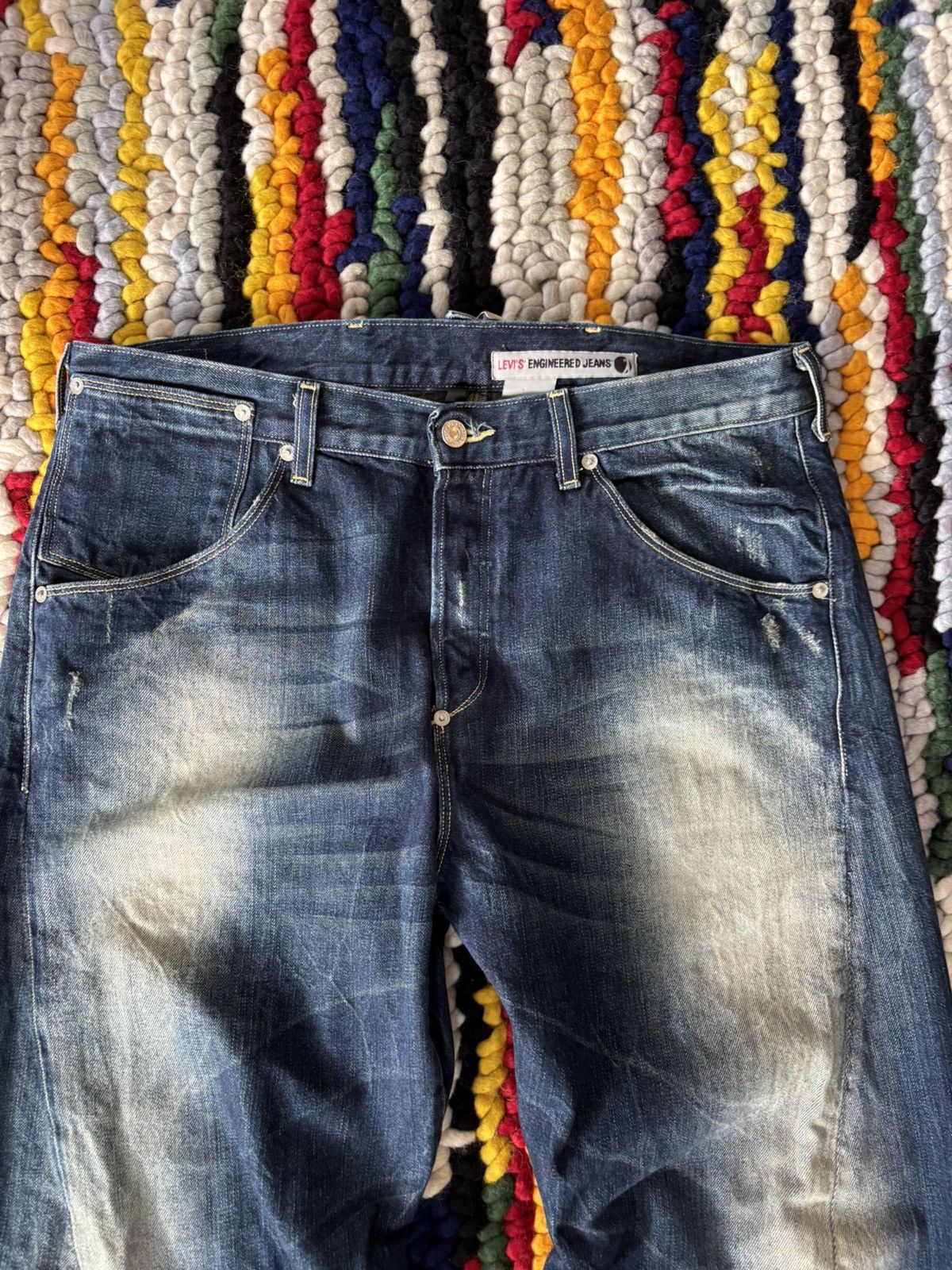 Levi's Vintage Clothing Levis Engineered Twisted Leg Denim Buckle Back Size US 34 / EU 50 - 6 Thumbnail