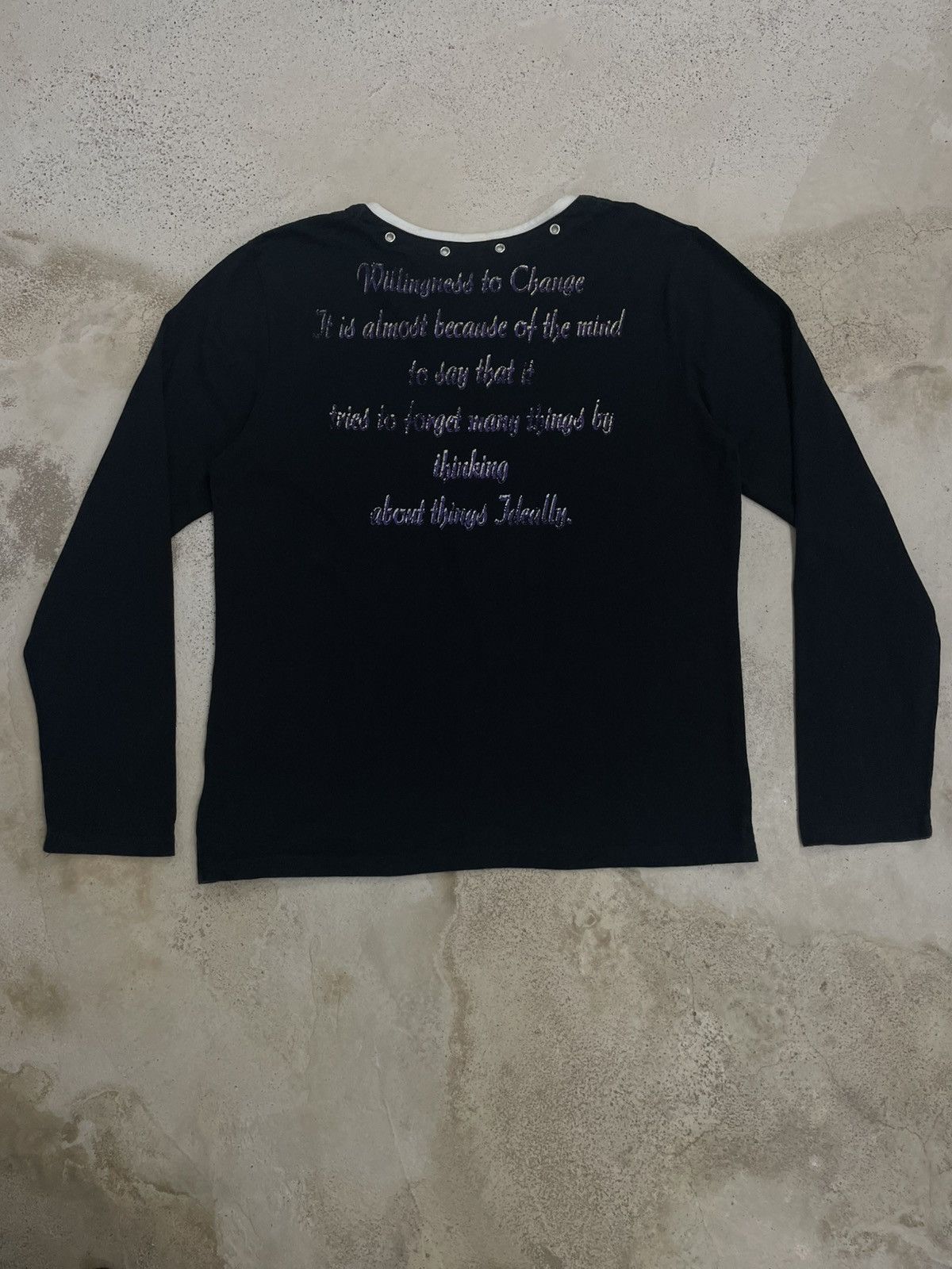 Japanese Brand Persuasion Embroidery Layered Tee Y2K Wording Overpriny Size US M / EU 48-50 / 2 - 2 Thumbnail