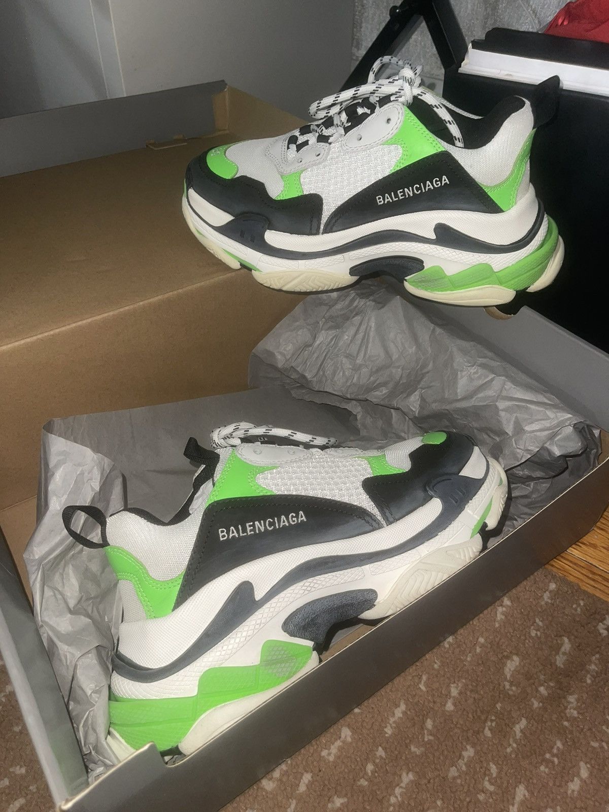 Balenciaga Balenciaga Triple S Green/ Black Size US 6 / EU 39 - 1 Thumbnail