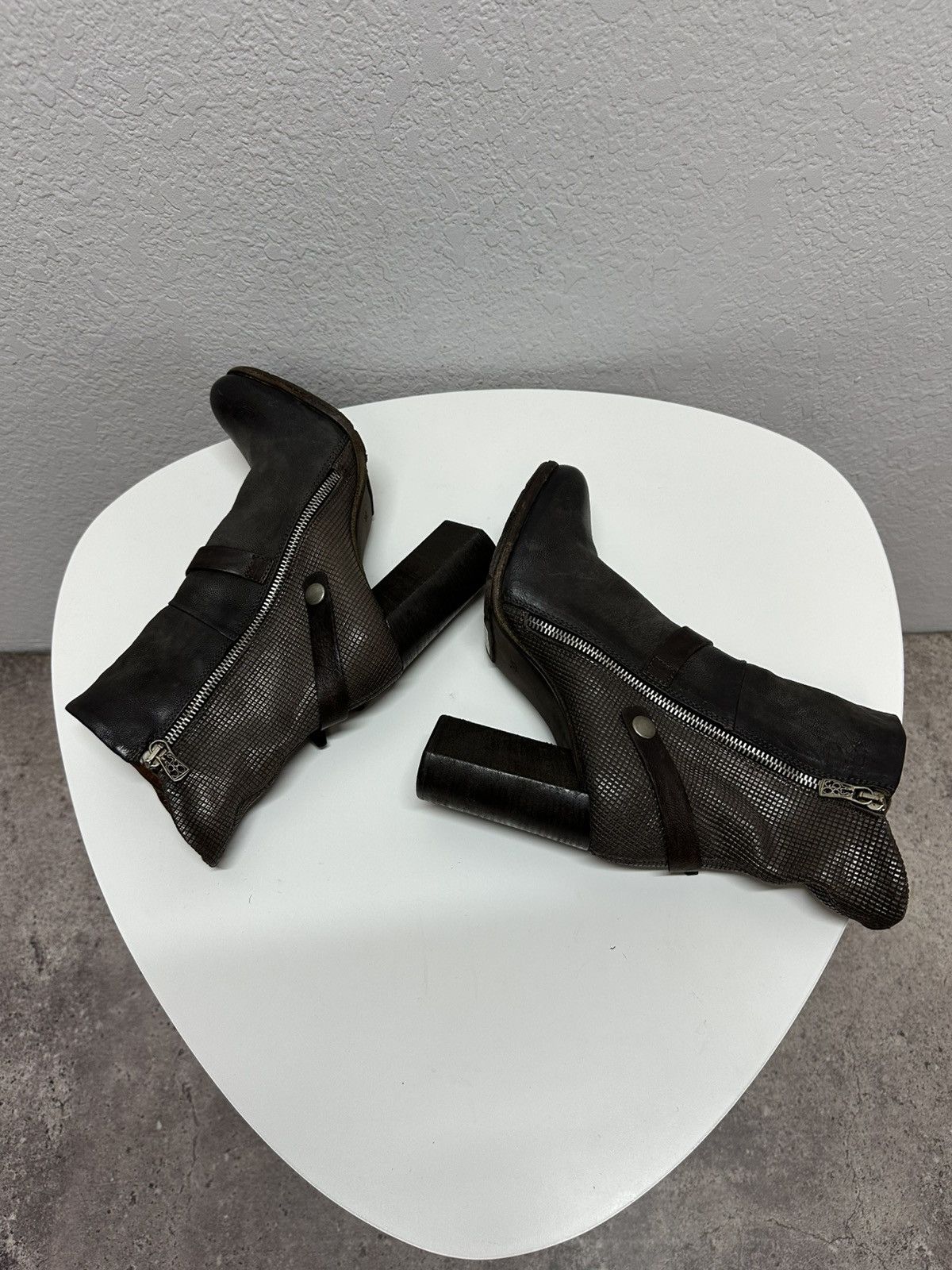 A.S.98 Vintage AS 98 Rick Owens Style Zip Ankle Leather Biker Boots Size US 9 / IT 39 - 7 Thumbnail