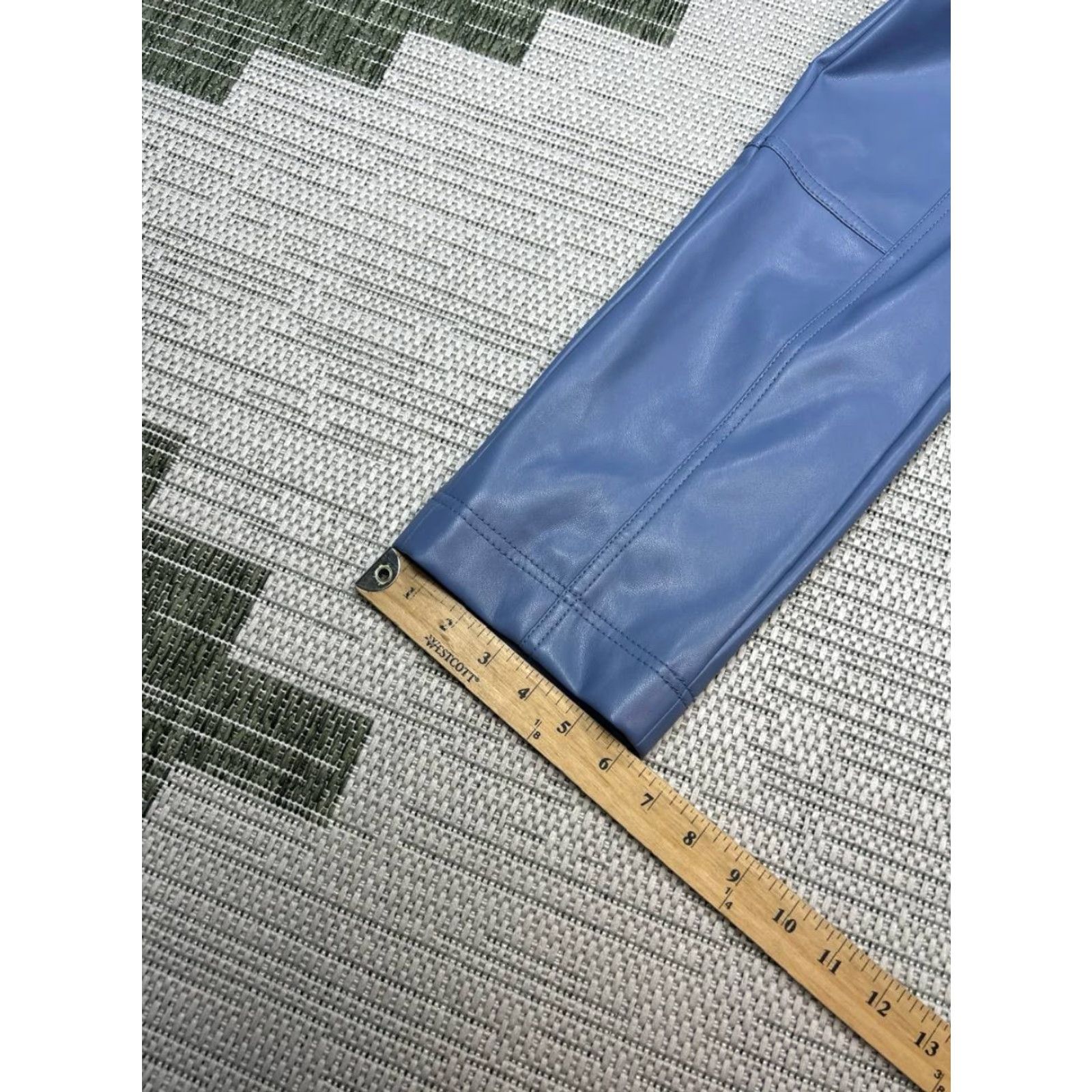 Jonathan Simkhai Jonathan Simkhai Tessa Faux Leather Pants Womens 2 Blue Mid Rise Straight Leg Size 26" / US 2 / IT 38 - 4 Thumbnail