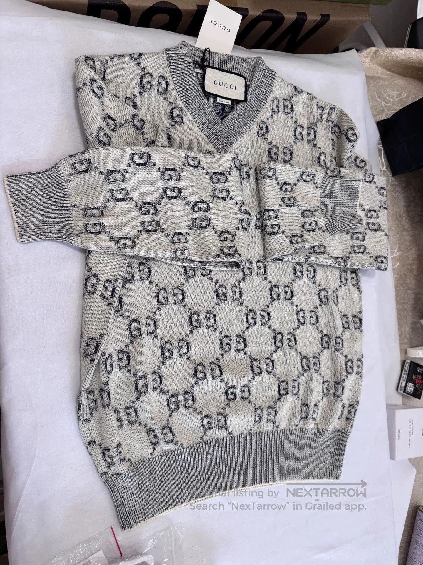 Gucci gucci grey knit sweater with double g pattern. Size US M / EU 48-50 / 2 - 2 Thumbnail
