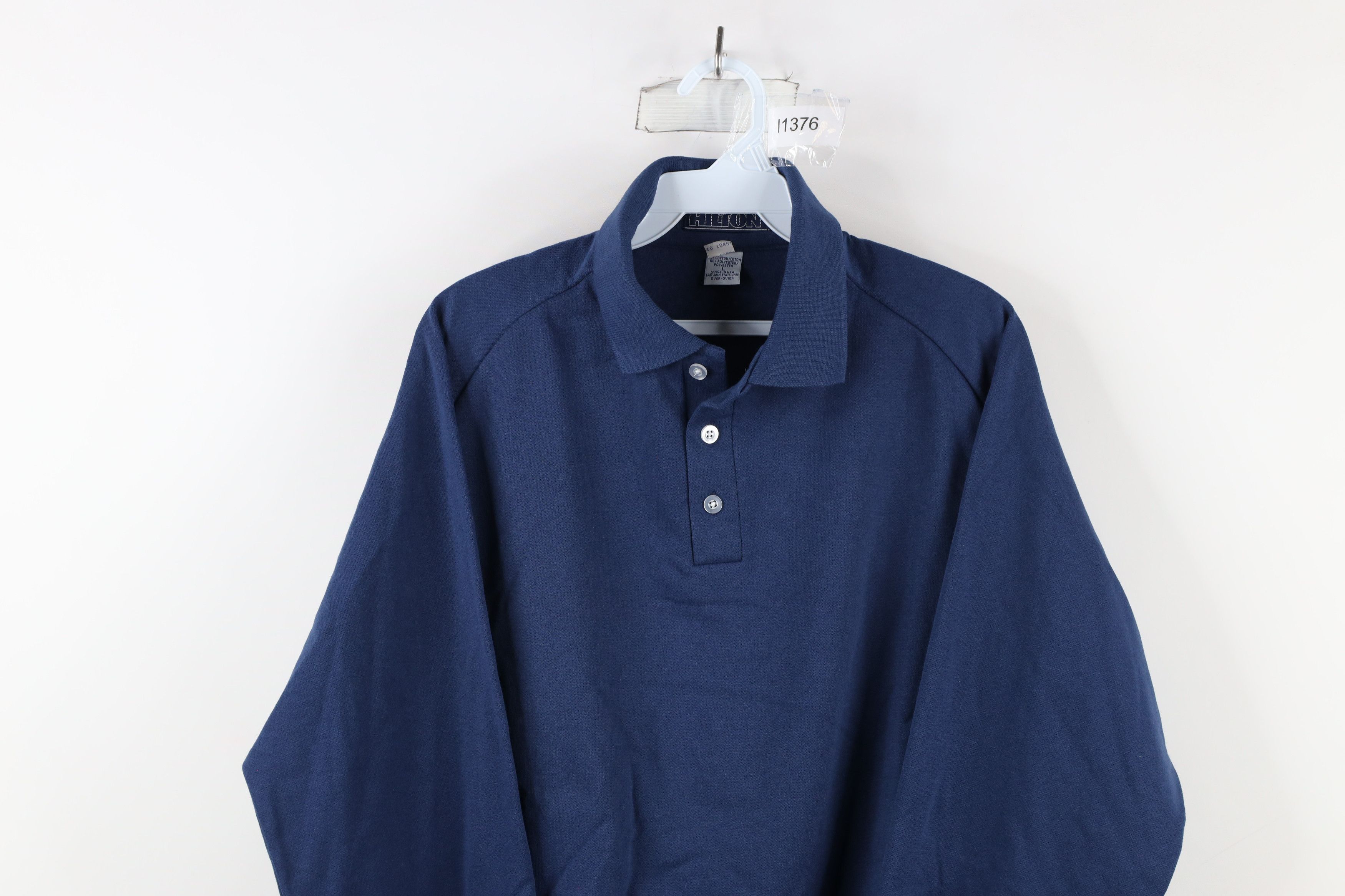Vintage Deadstock Vintage 90s Streetwear Collared Sweatshirt Blue Size US L / EU 52-54 / 3 - 2 Thumbnail