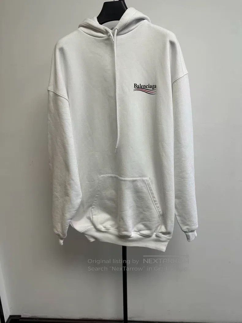 Balenciaga Balenciaga Wave Logo Fleece Hooded Sweatshirt White Size US XS / EU 42 / 0 - 1 Thumbnail