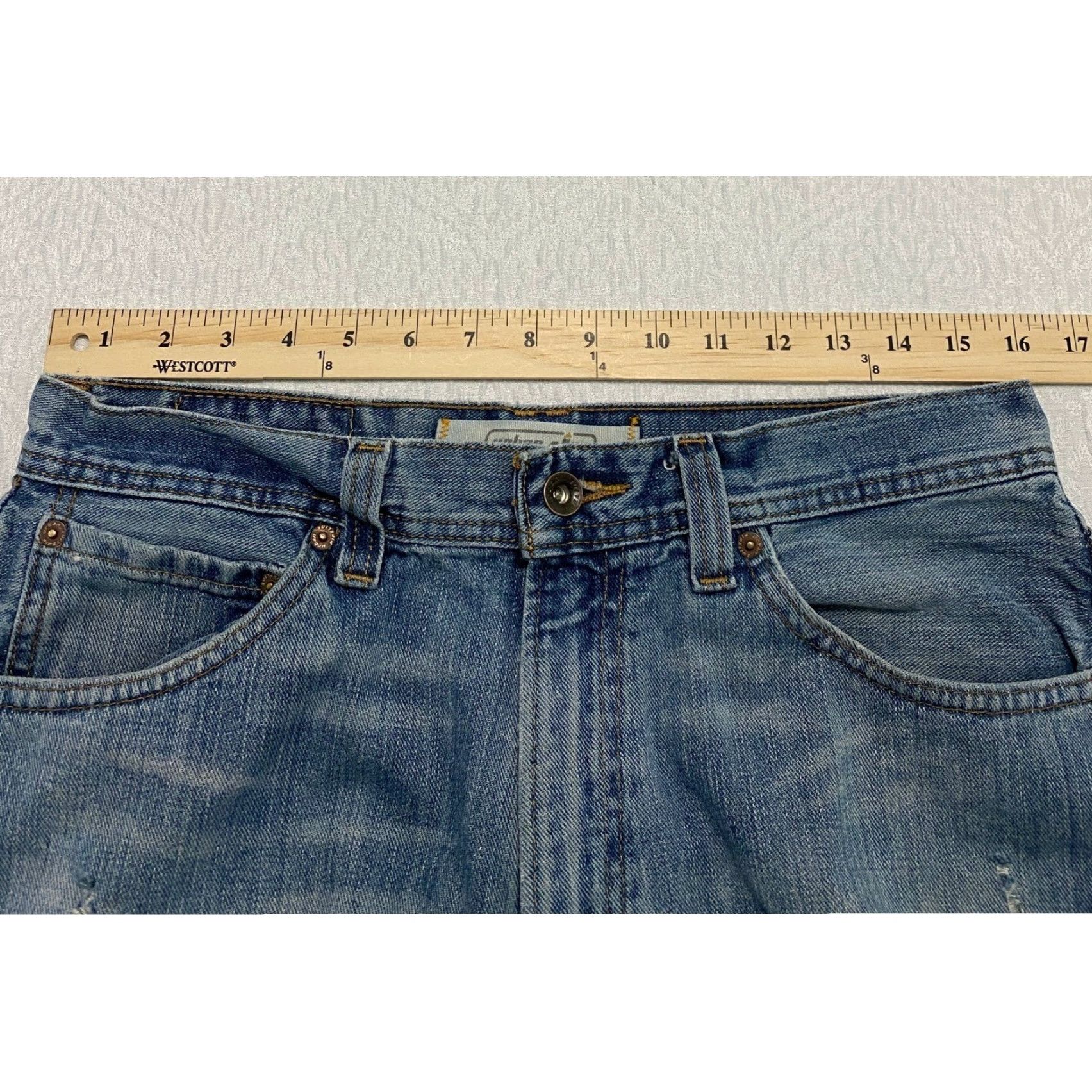 Vintage VINTAGE Urban Pipeline Jeans Men's 32×27 Distressed Raw Hem Relaxed Wide Leg Whiskers Size US 32 / EU 48 - 4 Thumbnail