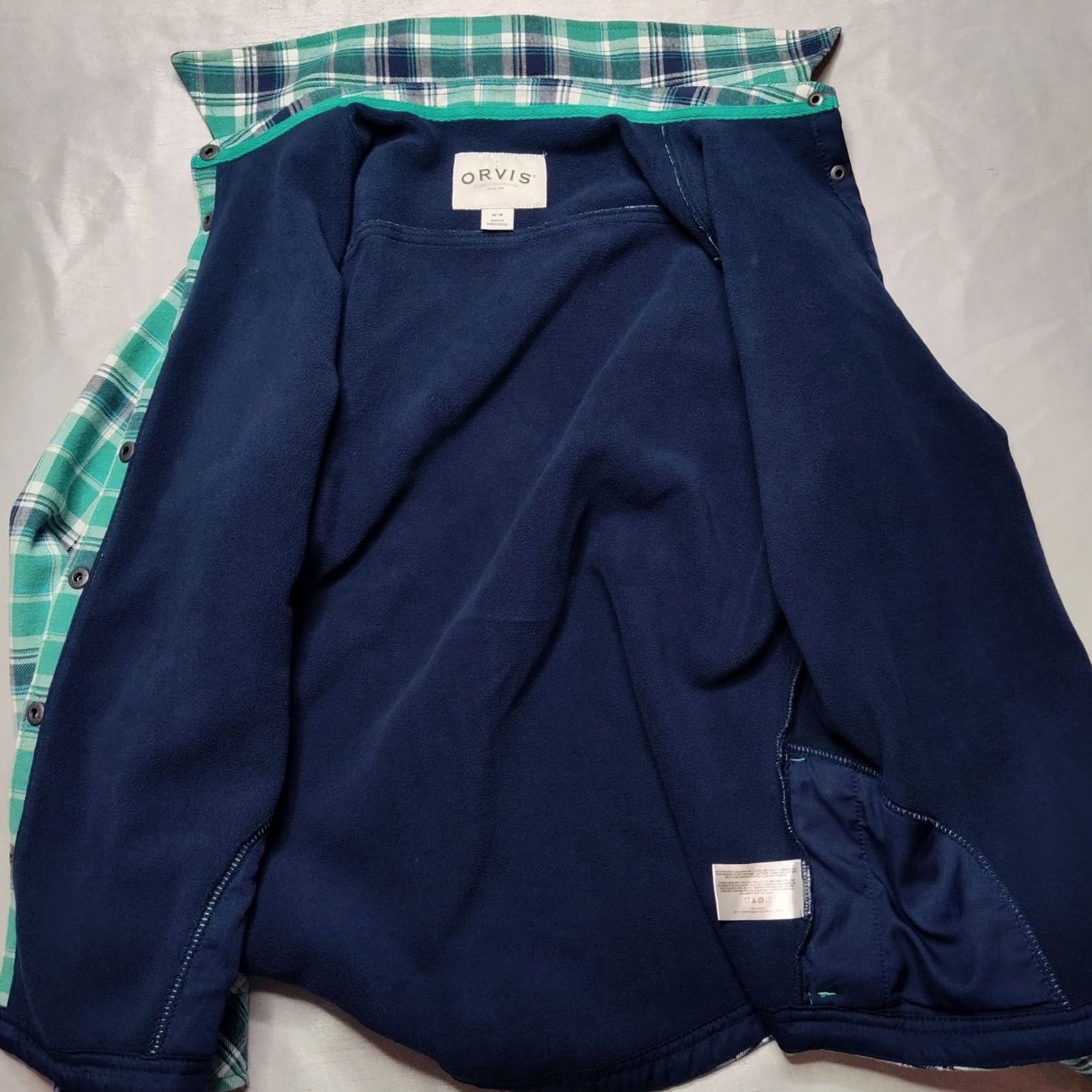 Orvis VINTAGE ORVIS SHACKET Women's Medium Green Plaid Fleece Lined Snap Button Shirt Size M / US 6-8 / IT 42-44 - 3 Thumbnail