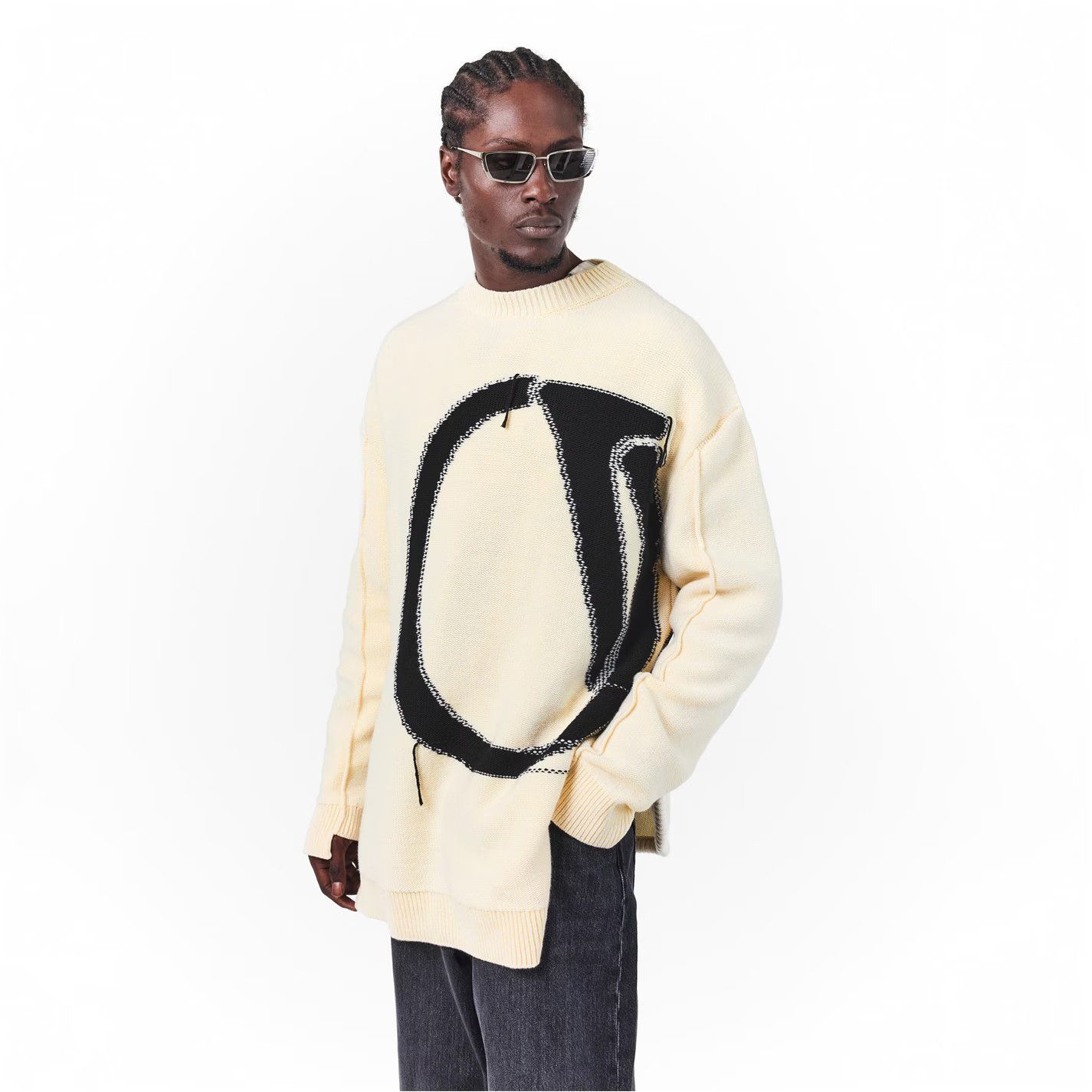 Off-White o1g2r1mq0226 Crew Sweater In Cream Size US L / EU 52-54 / 3 - 3 Thumbnail