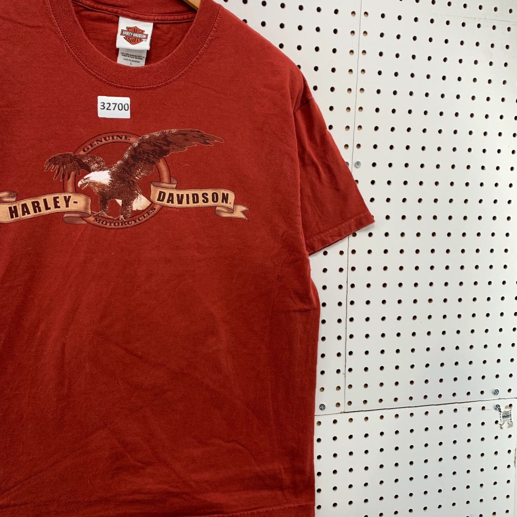 Harley Davidson VINTAGE Harley-Davidson Motorcycle T-Shirt Mens Large Orange Eagle Spell Out 21x27.5 Retro 90s Size US L / EU 52-54 / 3 - 4 Thumbnail