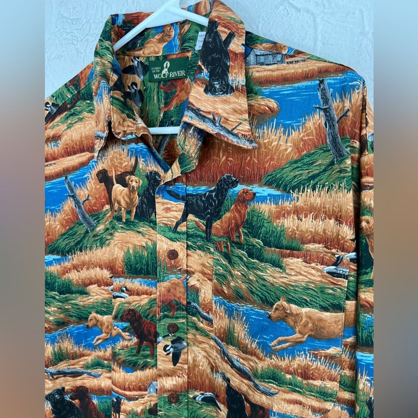 Vintage Vintage 3 Forks The Wolf River Hunting Labrador Shirt XL USA Size US XL / EU 56 / 4 - 3 Thumbnail