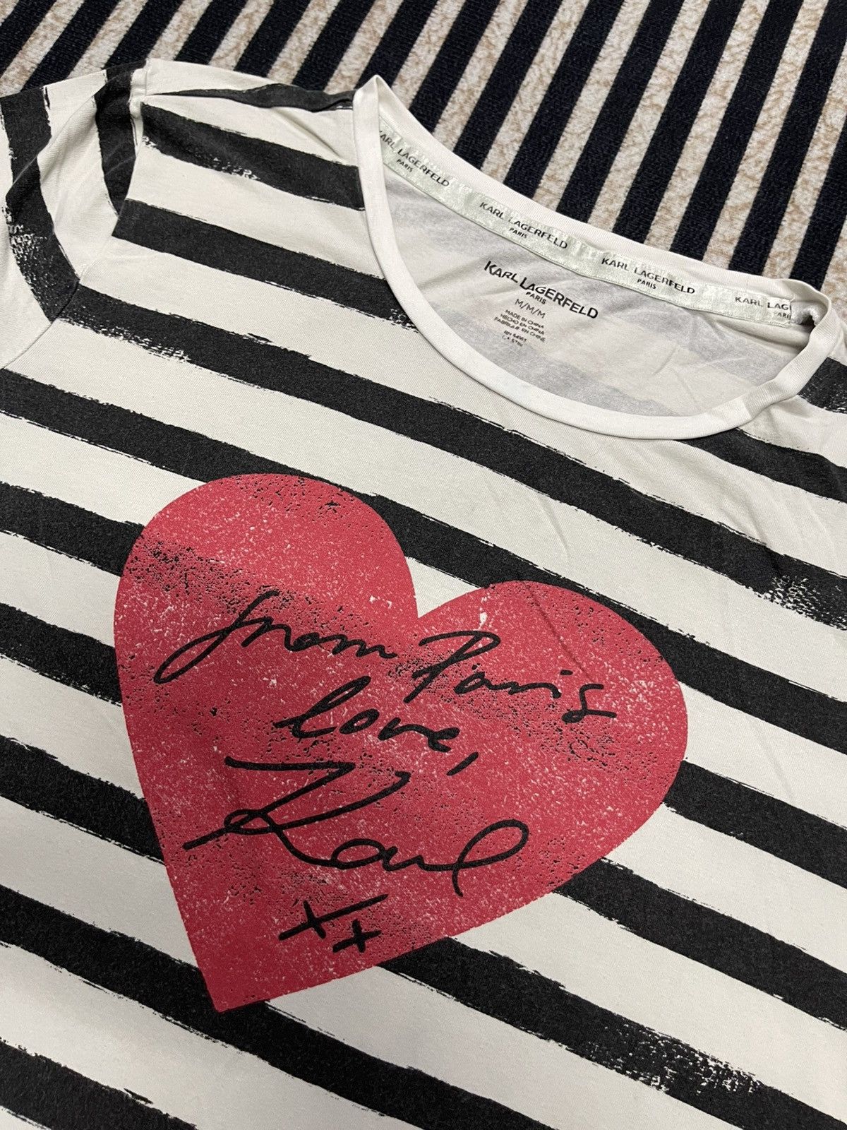 Karl Lagerfeld 2000s KARL LAGERFELD PARIS “FROM PARIS LOVE,KARL XX” HEART Size M / US 6-8 / IT 42-44 - 6 Thumbnail