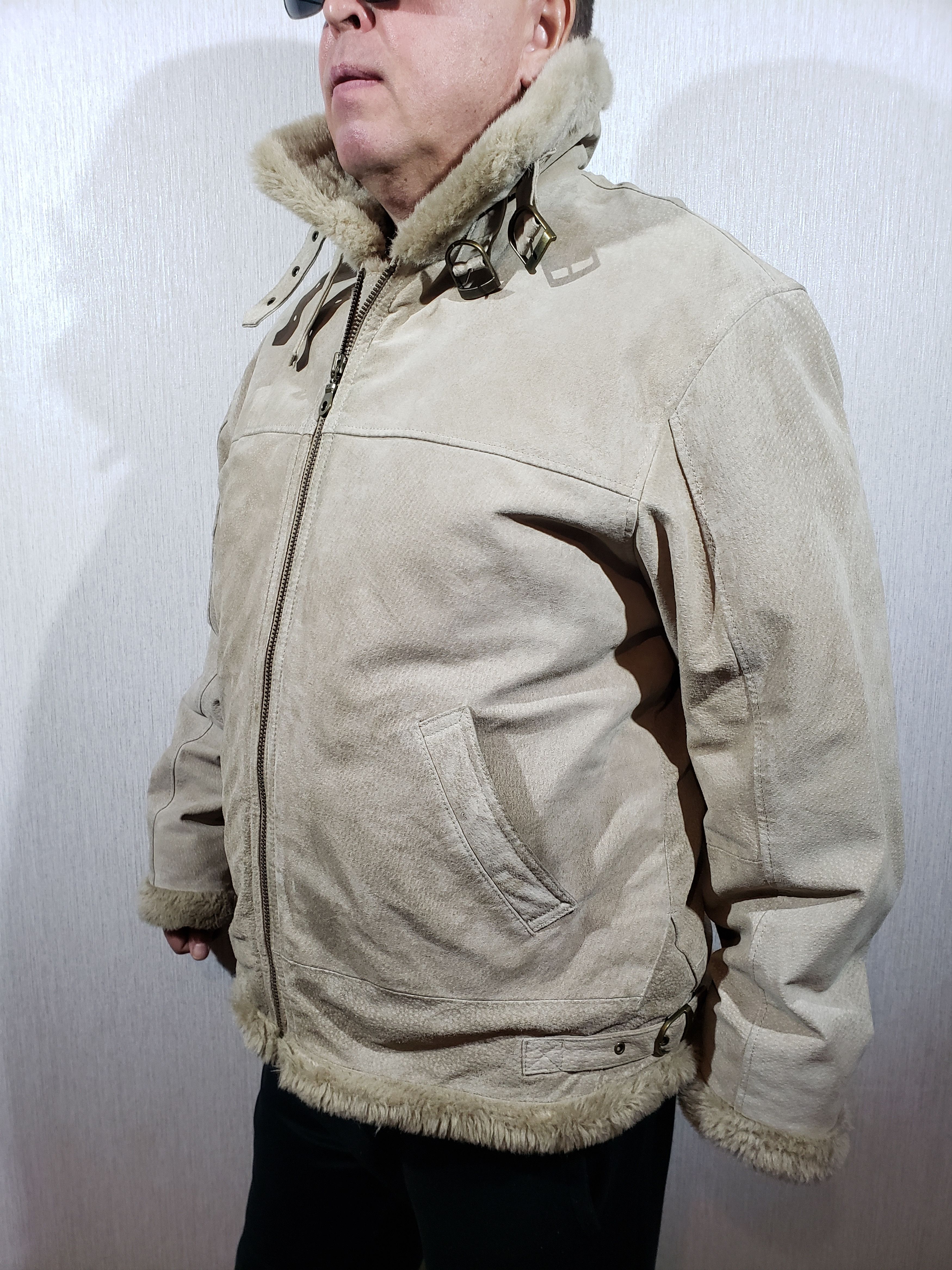 Other Suede reliable men's jacket with faux fur. Size US L / EU 52-54 / 3 - 2 Thumbnail
