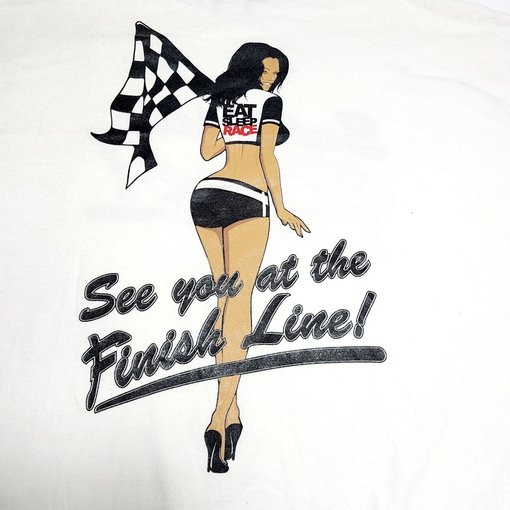 Vintage VINTAGE Gearhead Eat Sleep Race Graphic T-Shirt Men's 2XL White Short Sleeve Crew Neck Racing Car Rockabilly Hot Rod Mens Size US XXL / EU 58 / 5 - 2 Thumbnail