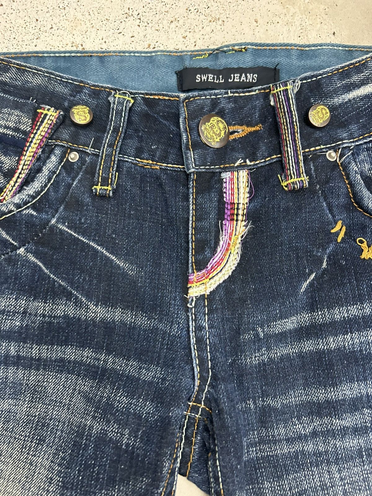 If Six Was Nine Super Flare Swell N Denim Japan Mud Washed Whisker Low Rise Size US 31 - 10 Thumbnail